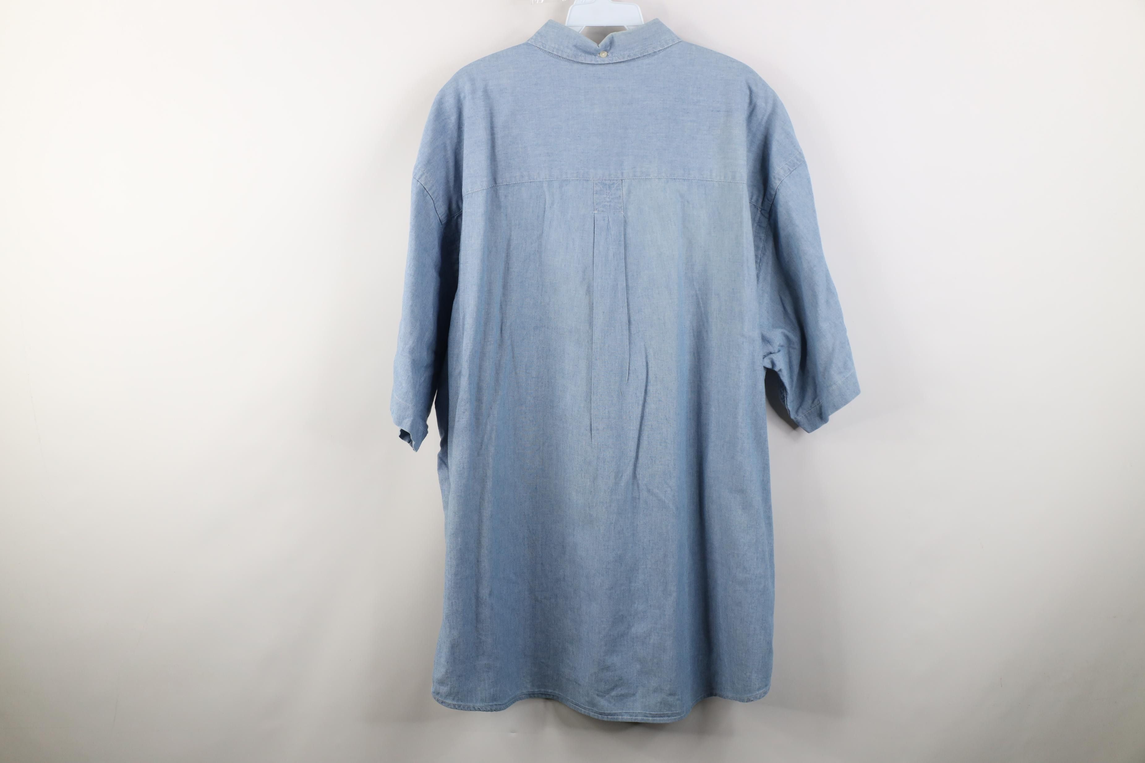 Eddie Bauer Vintage 90s Eddie Bauer Denim Short Sleeve Button Down Shirt Size US XL / EU 56 / 4 - 12 Thumbnail