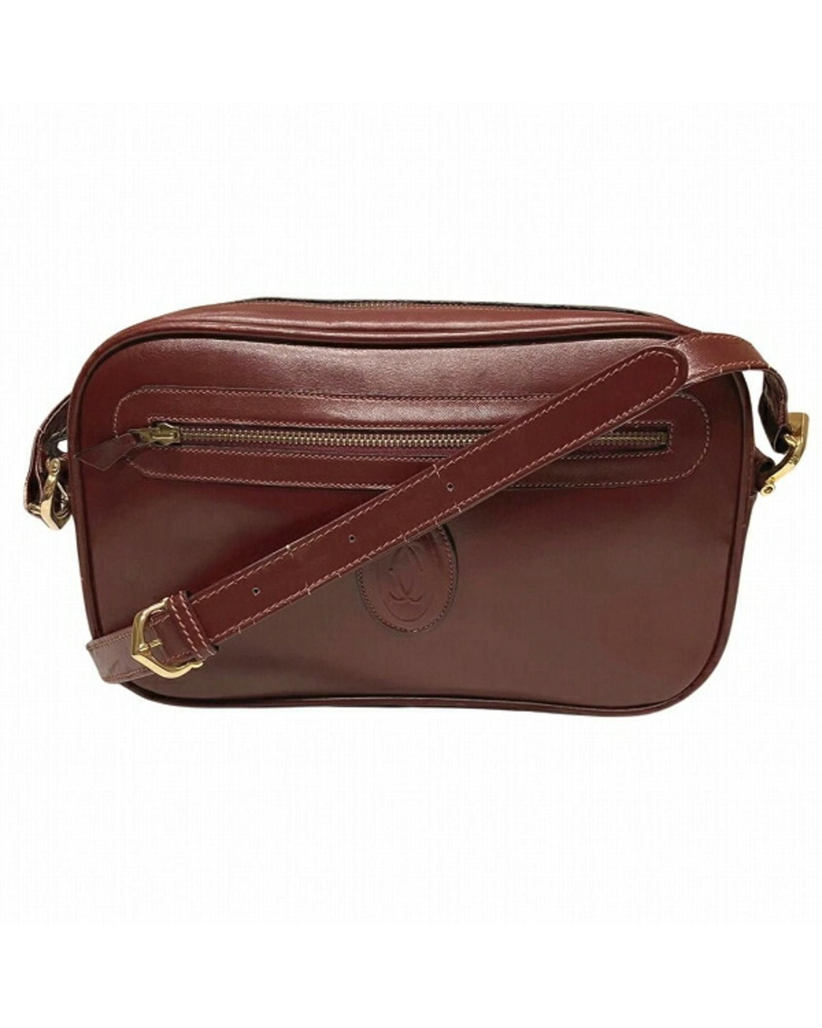 image of Cartier Burgundy Leather Shoulder Bag, Women's