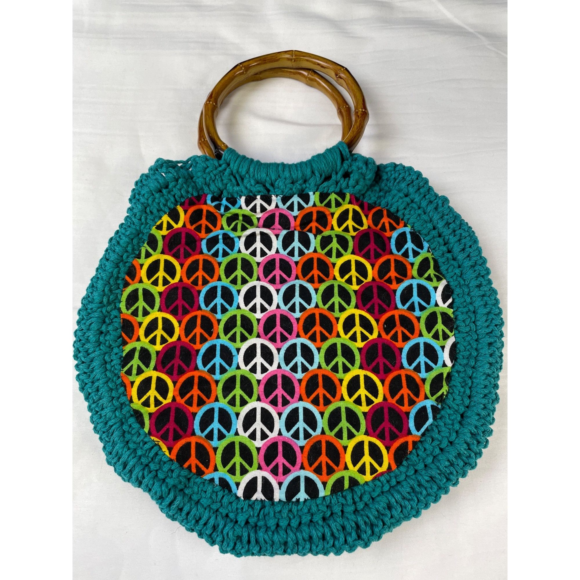 Other Handmade Women's Peace Reversible Knitted Green/Multi Handba Size ONE SIZE - 3 Thumbnail