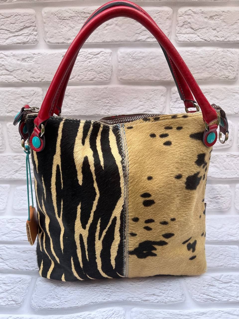 Other gabs leather bag with animal print and red leather details. Size ONE SIZE - 1 Thumbnail