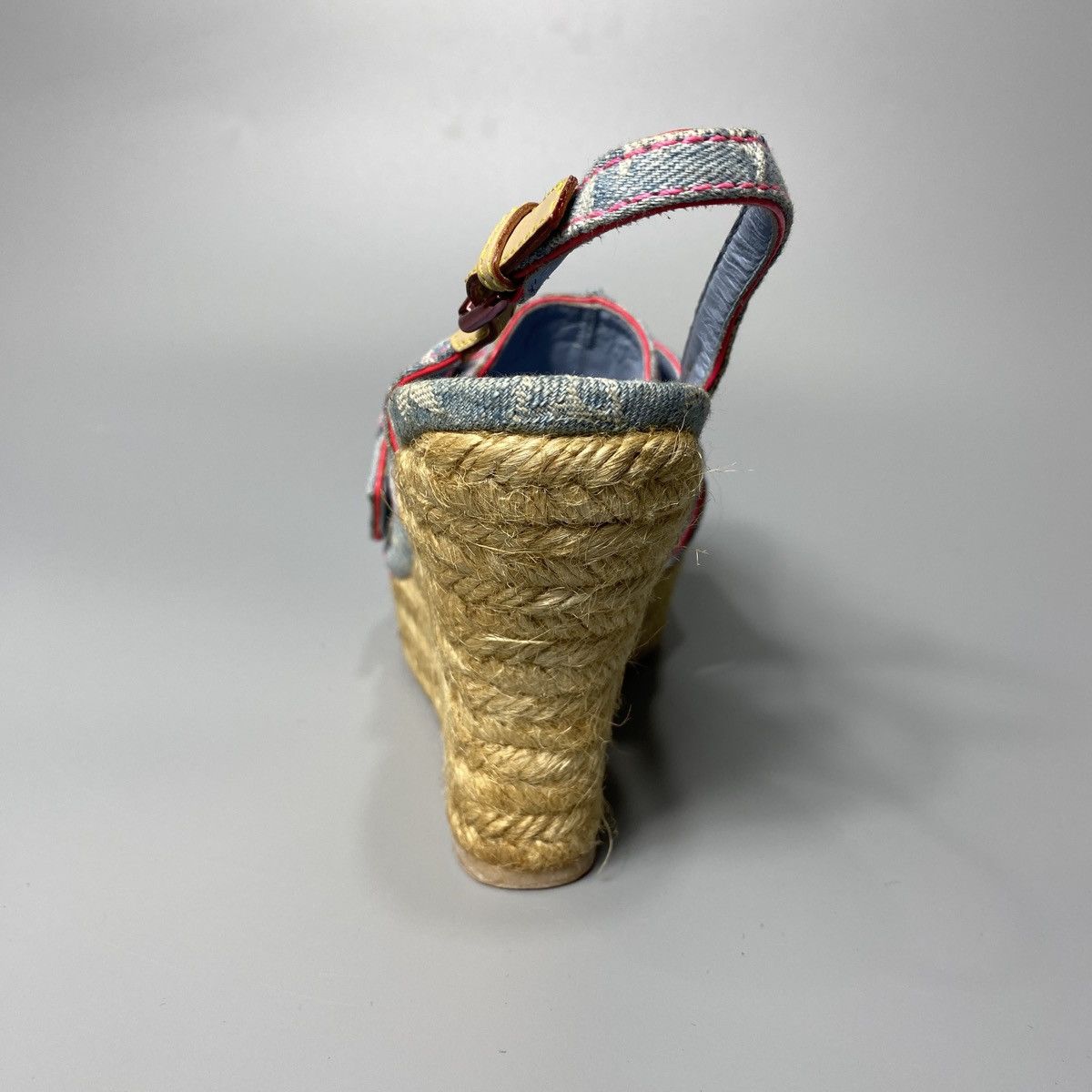 Louis Vuitton Bleached Monogram Denim Wedge Sandals Size US 7 / IT 37 - 7 Thumbnail