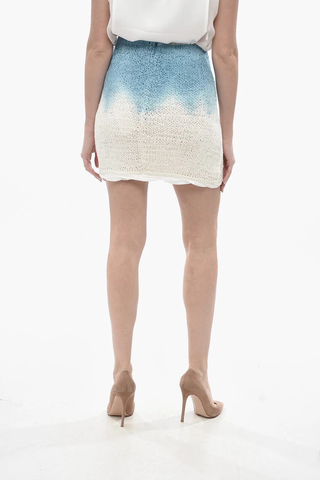 Bottega Veneta og1mm0426 Knit Miniskirt in Light Blue Size 26" / US 2 / IT 38 - 2 Thumbnail