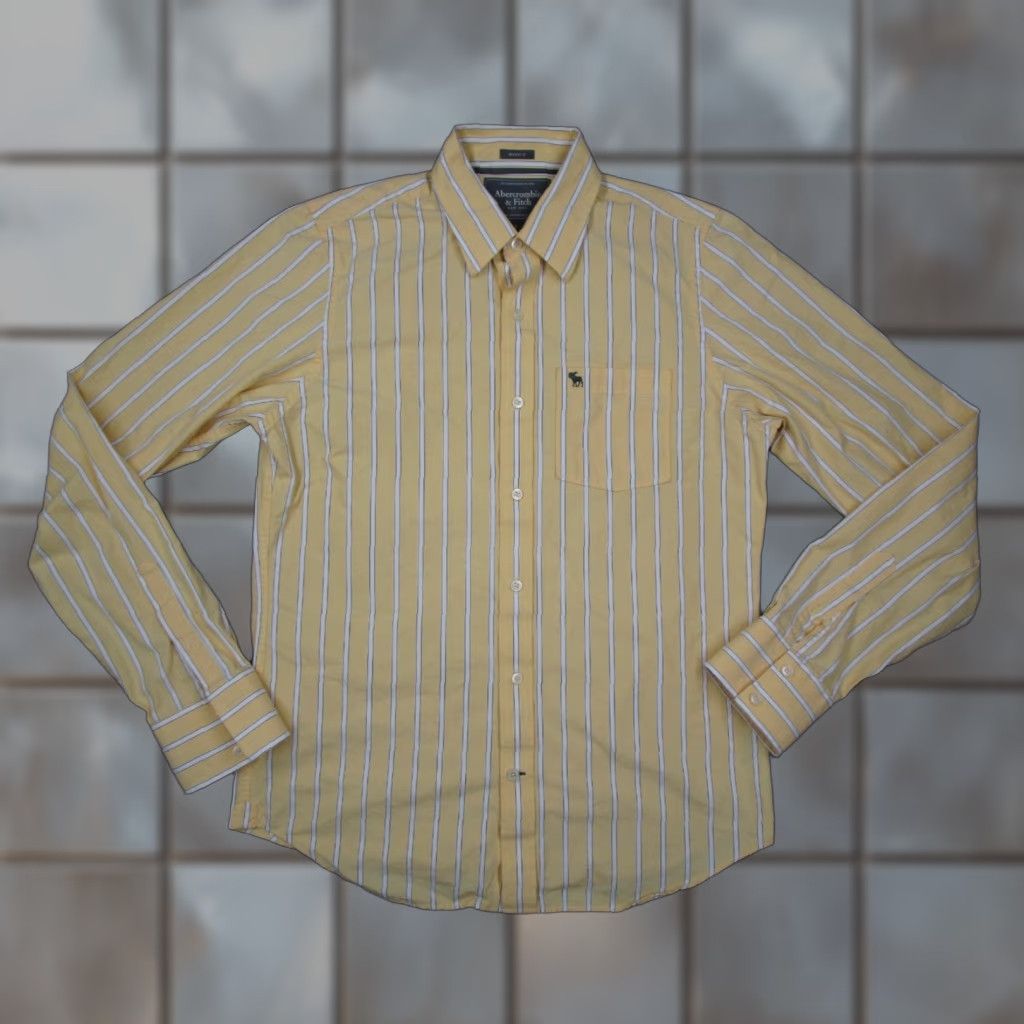 Abercrombie & Fitch VINTAGE Abercrombie Fitch Shirt Mens Large Yellow Button Up Twill Long Sleeve Muscle Y2K Size US L / EU 52-54 / 3 - 1 Thumbnail