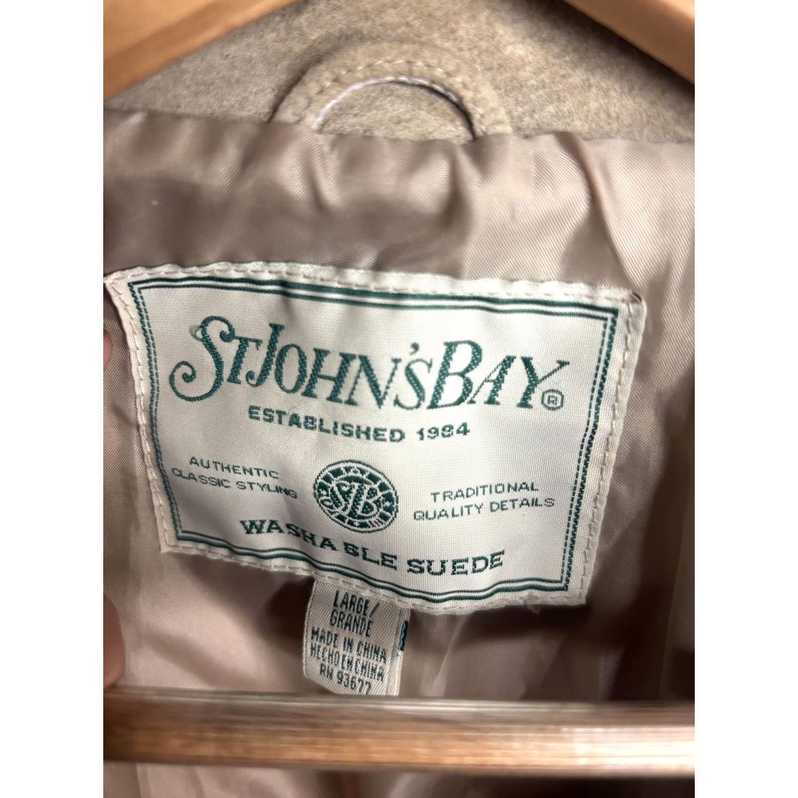 Vintage St. Johns Bay Jacket Womens Large Tan Washable Suede Button Front Car Coat Size L / US 10 / IT 46 - 4 Thumbnail