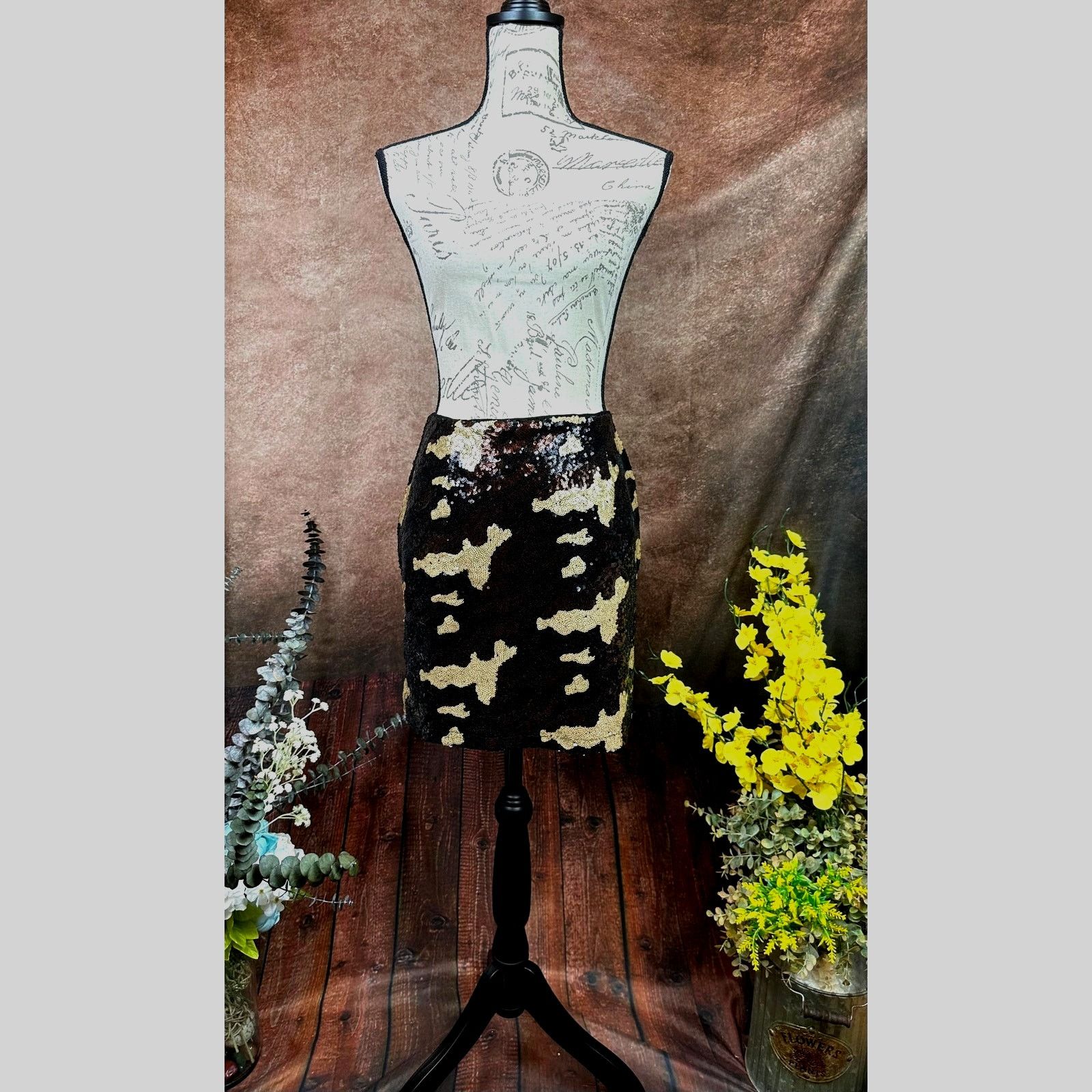 Other 382 Sequined Camouflage Mini Skirt - Brown Multi - size S Size 28" / US 6 / IT 42 - 3 Thumbnail