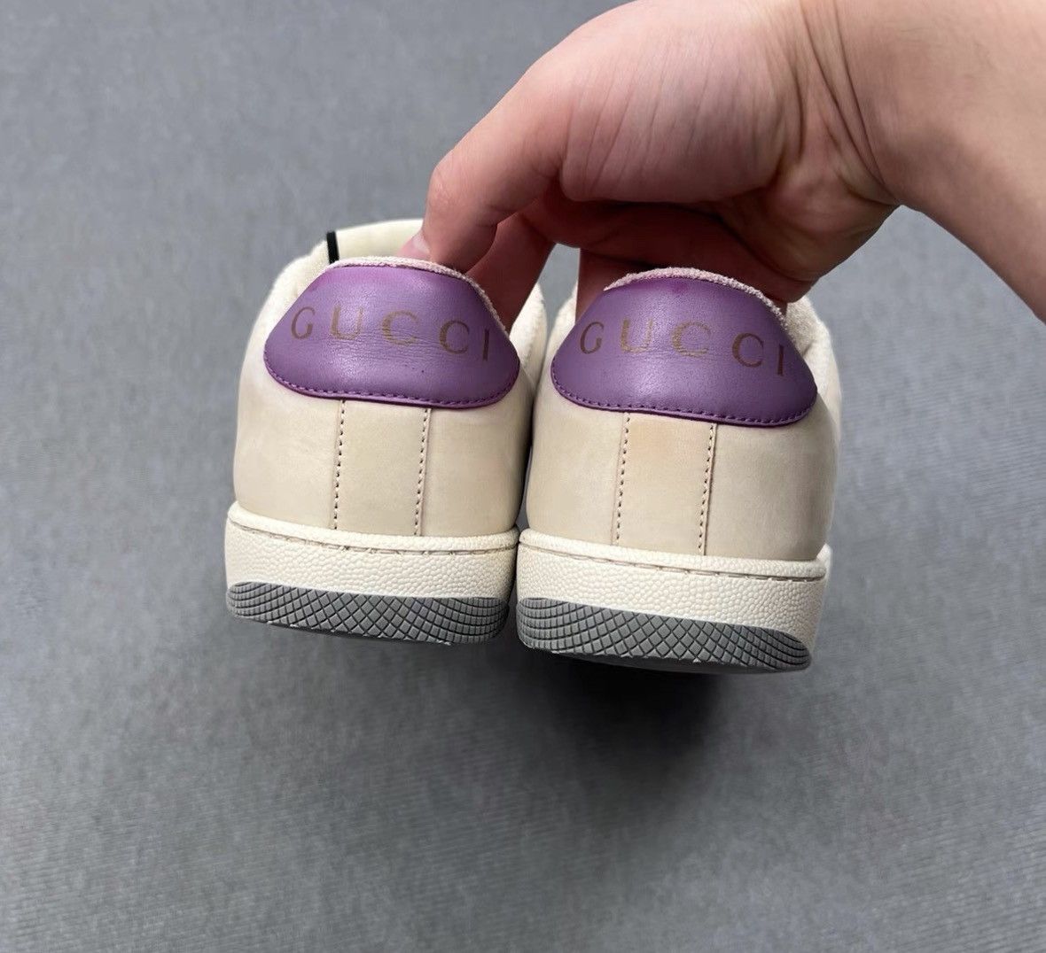 Gucci Gucci Screener GG Enamel Purple Accent Distressed Sneakers Size US 8 / IT 38 - 6 Thumbnail