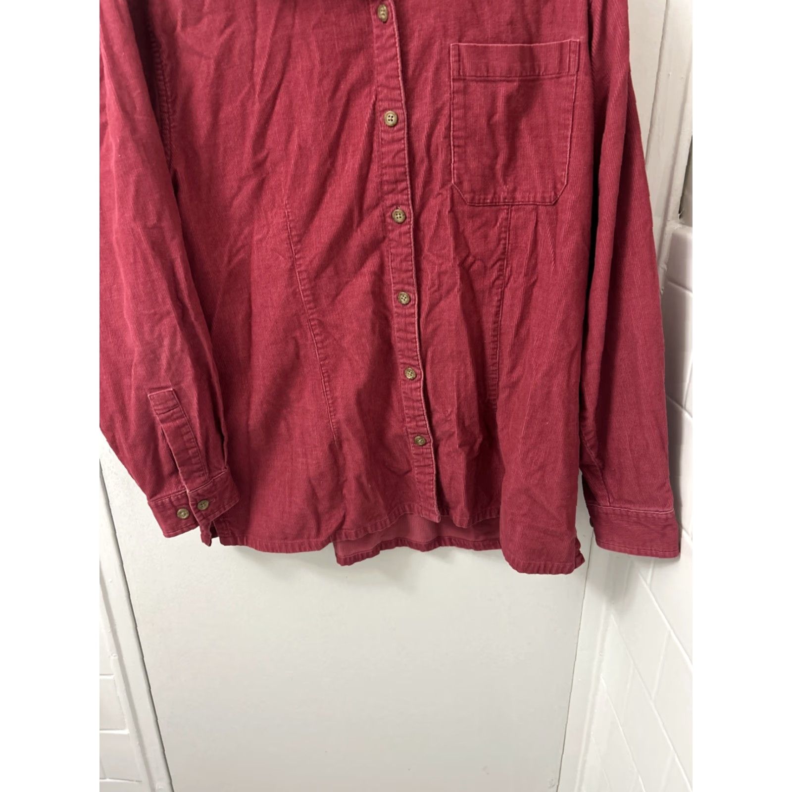 Vintage VINTAGE LL Bean Corduroy Shirt Womens Medium Red Button Down Long Sleeve 90s Womens Size M / US 6-8 / IT 42-44 - 3 Thumbnail