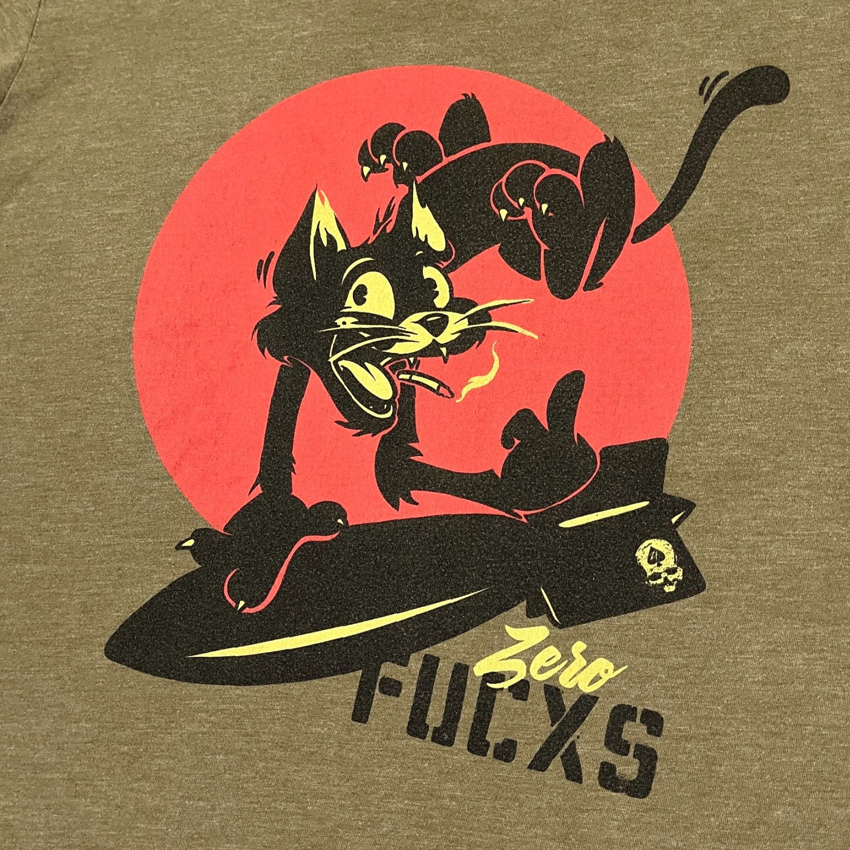 Vintage Zero Foxtrot Shirt Mens XL Green Cat Bomb Surf Military FUCXS Graphic Limited Size US XL / EU 56 / 4 - 2 Thumbnail