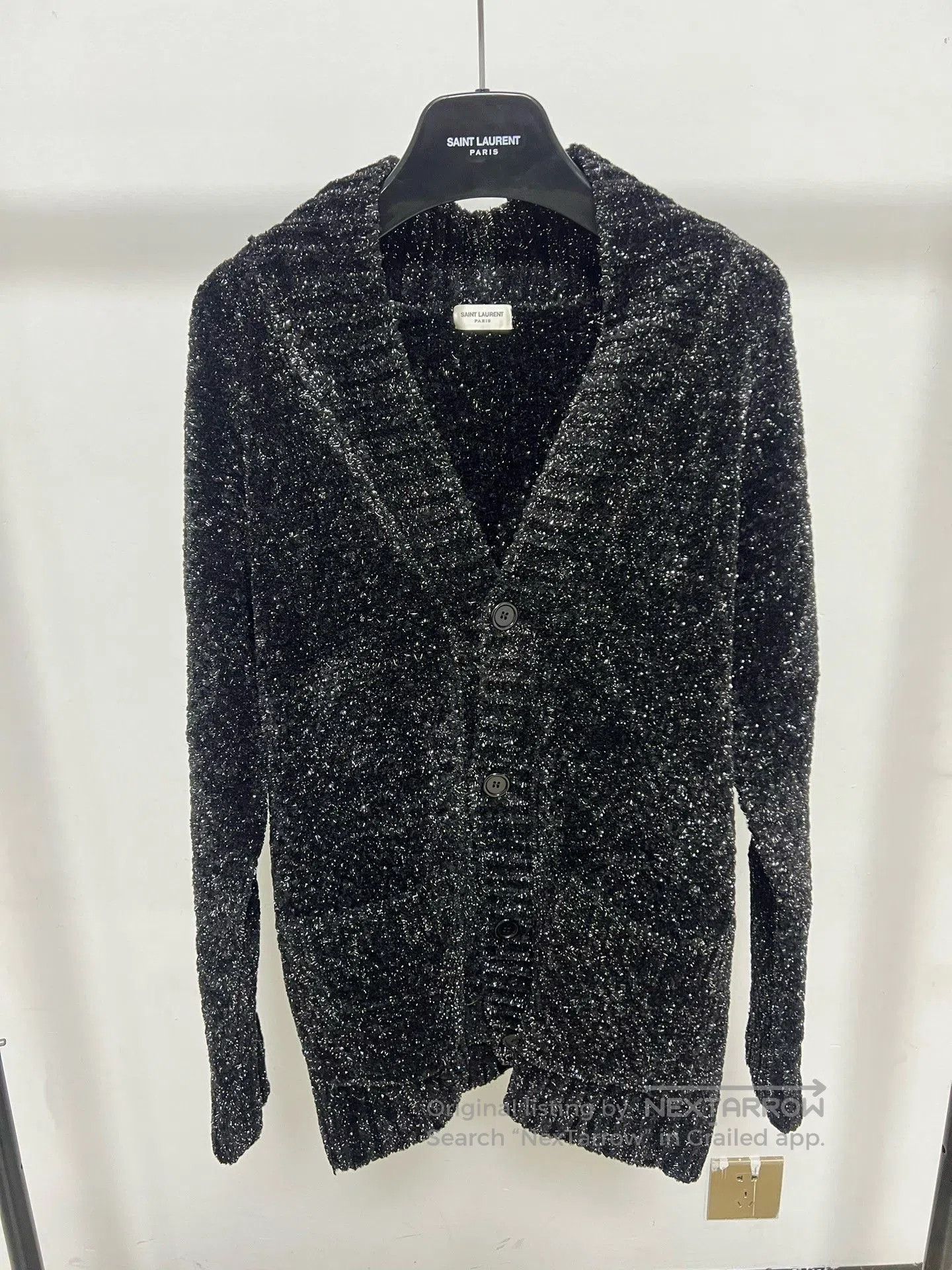 Saint Laurent Paris Saint Laurent Black Glitter Cardigan. Size US XS / EU 42 / 0 - 1 Thumbnail