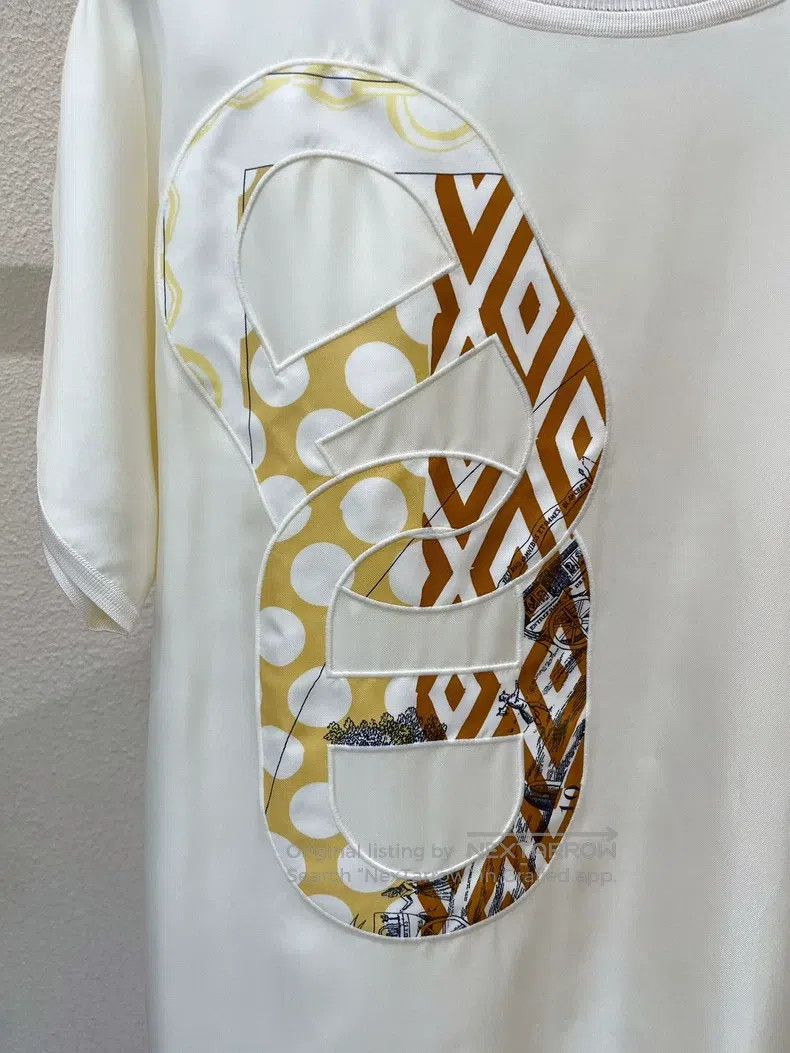 Hermes Hermes Pig Nose Embroidered Silk Chiffon Short Sleeve Size XS / US 0-2 / IT 36-38 - 4 Thumbnail