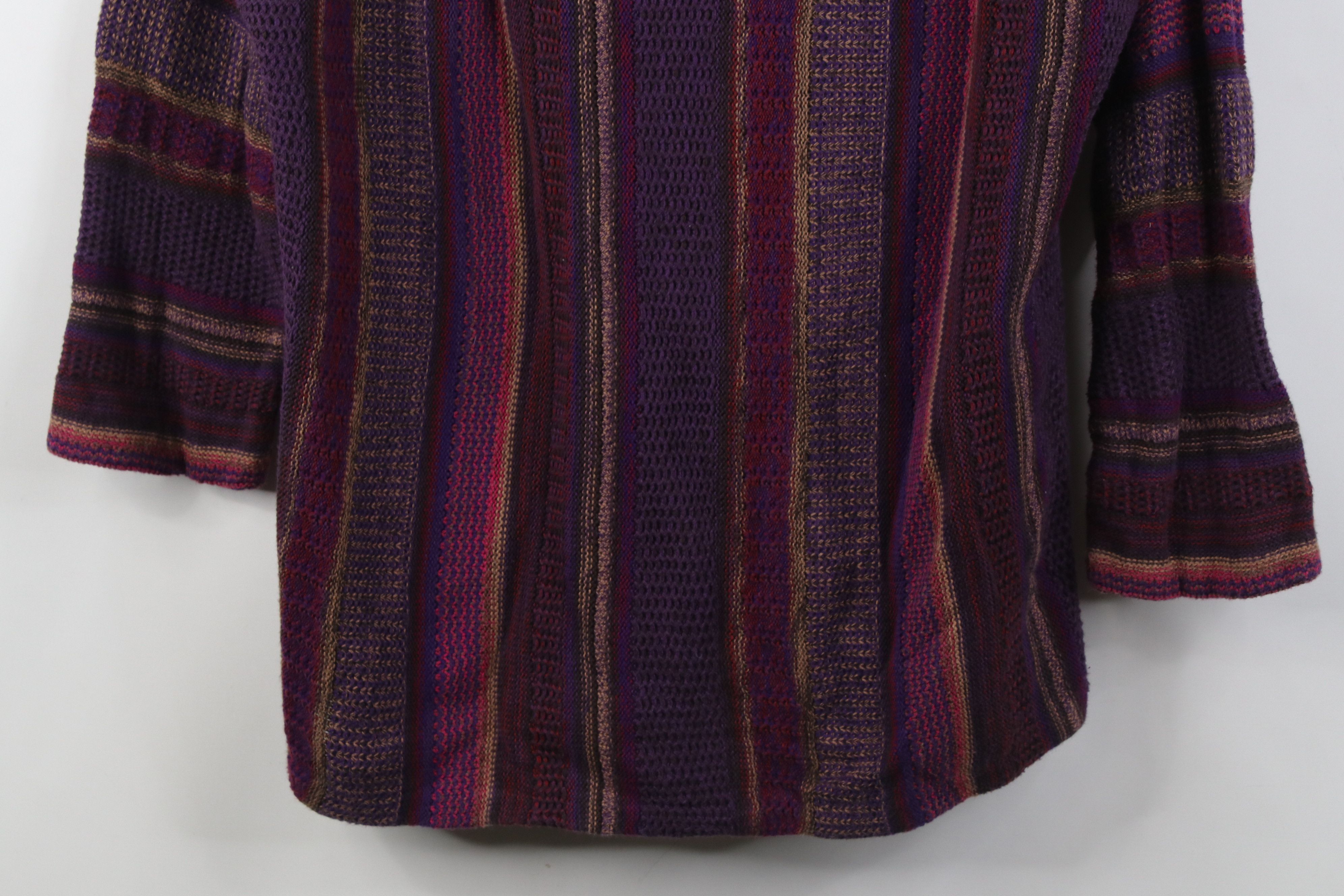 Vintage Vintage 90s Y2K Streetwear Striped Thermal Knit Sweater Size L / US 10 / IT 46 - 3 Thumbnail