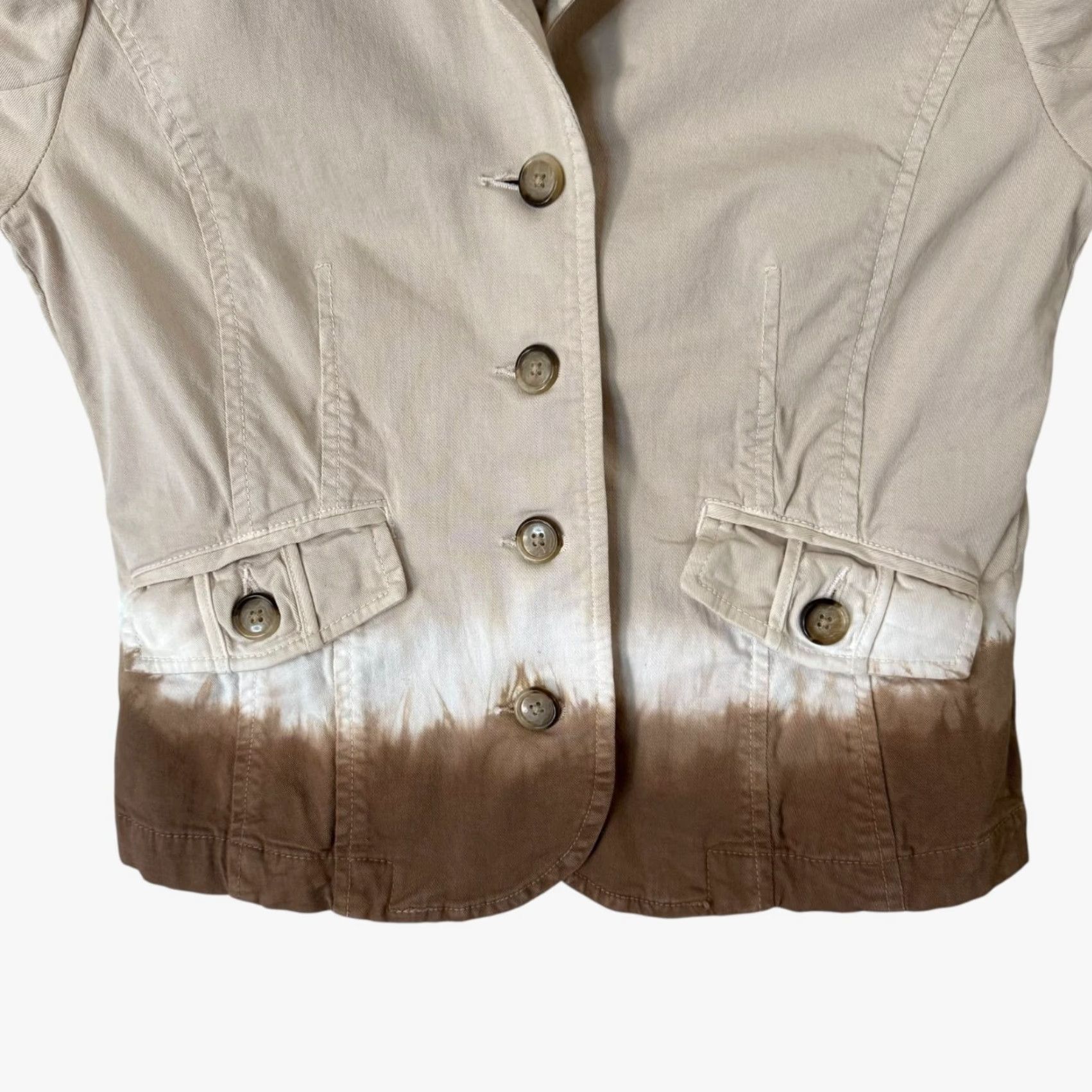 Vintage VINTAGE I.N.C. International Concepts Women's Jacket S Beige Ombre Tie-Dye Cotton Long Sleeve Casual Winter Size S / US 4 / IT 40 - 6 Thumbnail