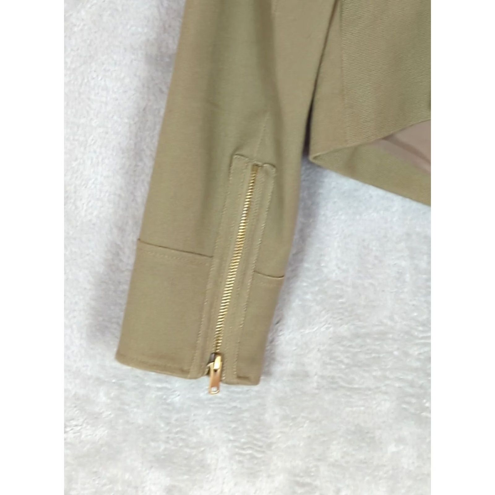 Ann Taylor Ann Taylor Womens Jacket Moto Crop Green Canvas Asymmetrical Zip Modern Jacket, 6, Regular, Green, Women, Jacket Size M / US 6-8 / IT 42-44 - 7 Thumbnail