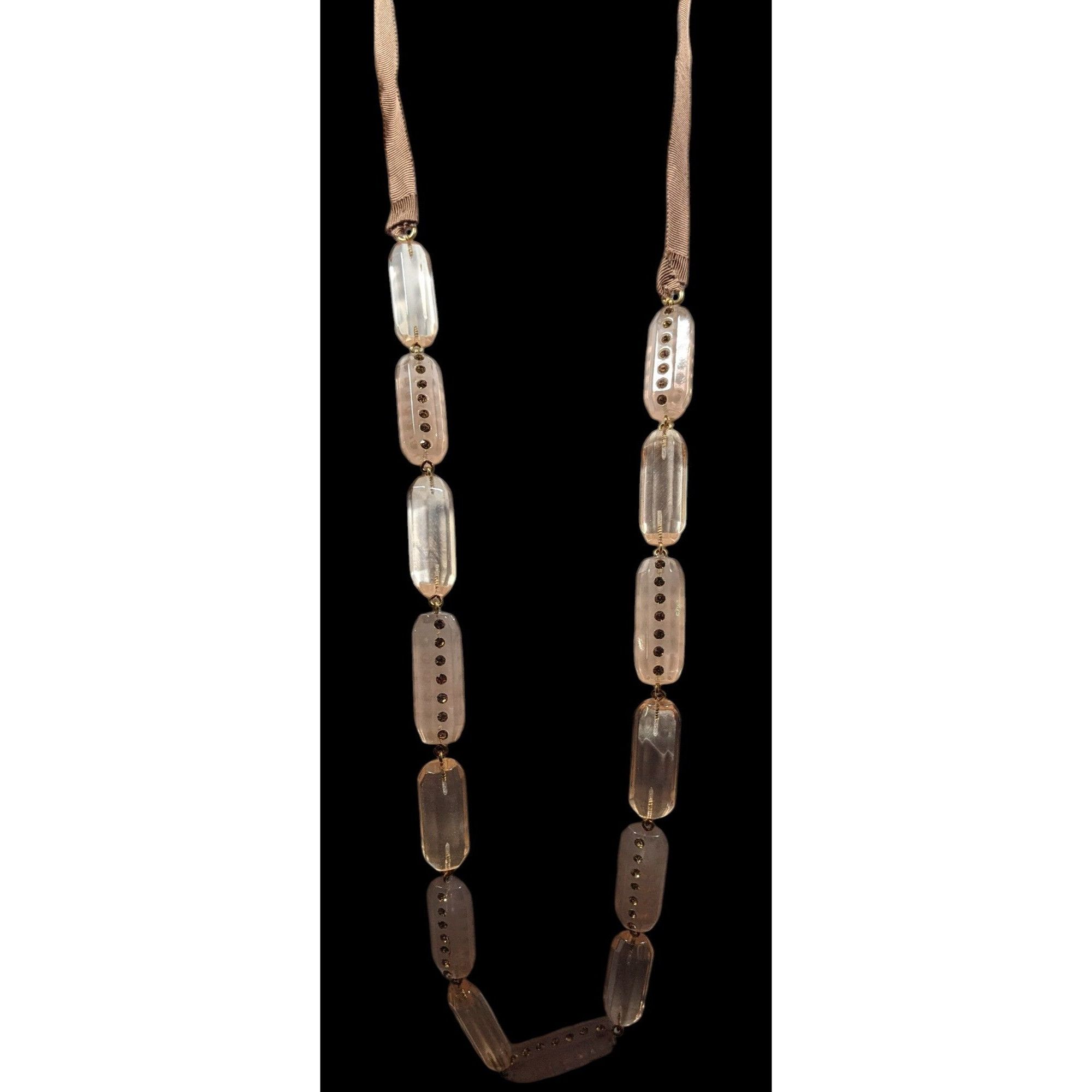 J.Crew J.Crew Translucent Pink Link Tie On Necklace With Rhinestone Size ONE SIZE - 3 Thumbnail