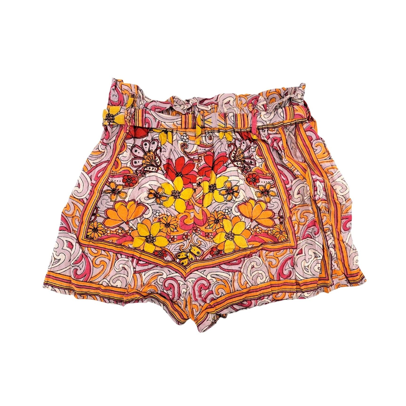 Other Angie Paper Bag Shorts Orange Women Small Retro Tie Belt Size 25" / US 0 / IT 36 - 2 Thumbnail
