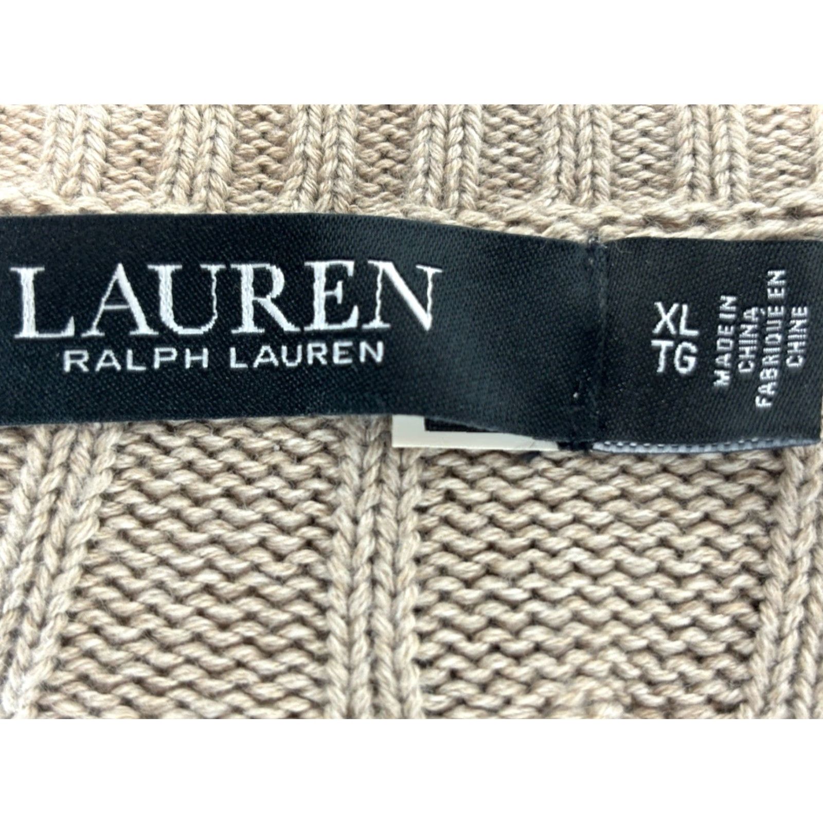 Ralph Lauren VINTAGE Lauren Ralph Lauren Cableknit Sweater Cardigan XL Women’s Tan/grey Buckle Preppy Size XL / US 12-14 / IT 48-50 - 7 Thumbnail