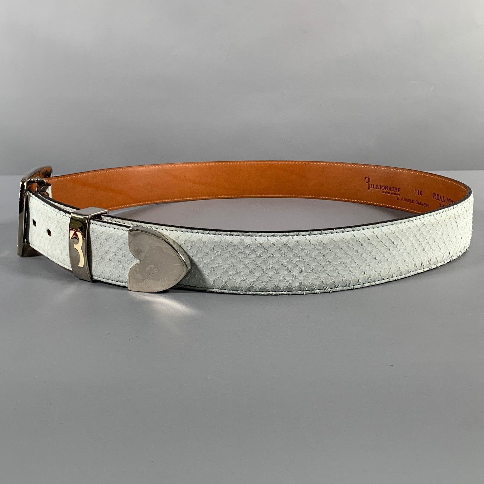 Billionaire Couture Size 40 Off White Textured Phython Skin Leather Belt Size 40 - 5 Thumbnail
