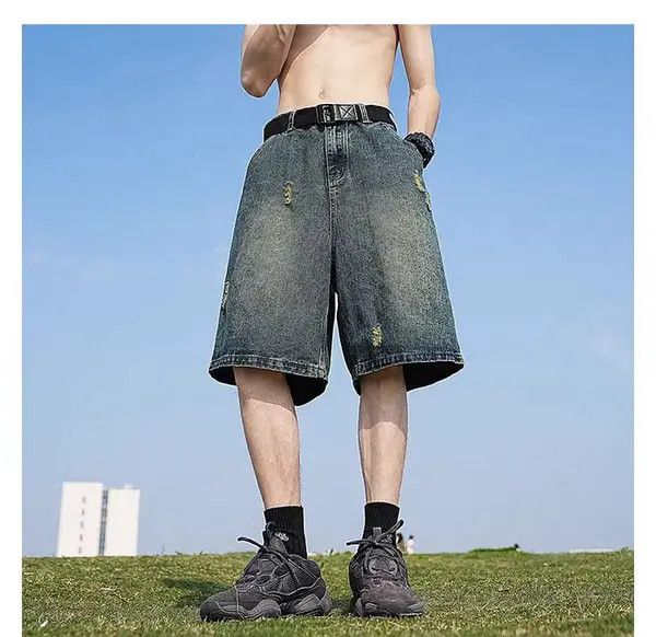 VIBE Blue High Street Vintage Loose Fit Denim Shorts Size US 31 - 5 Thumbnail