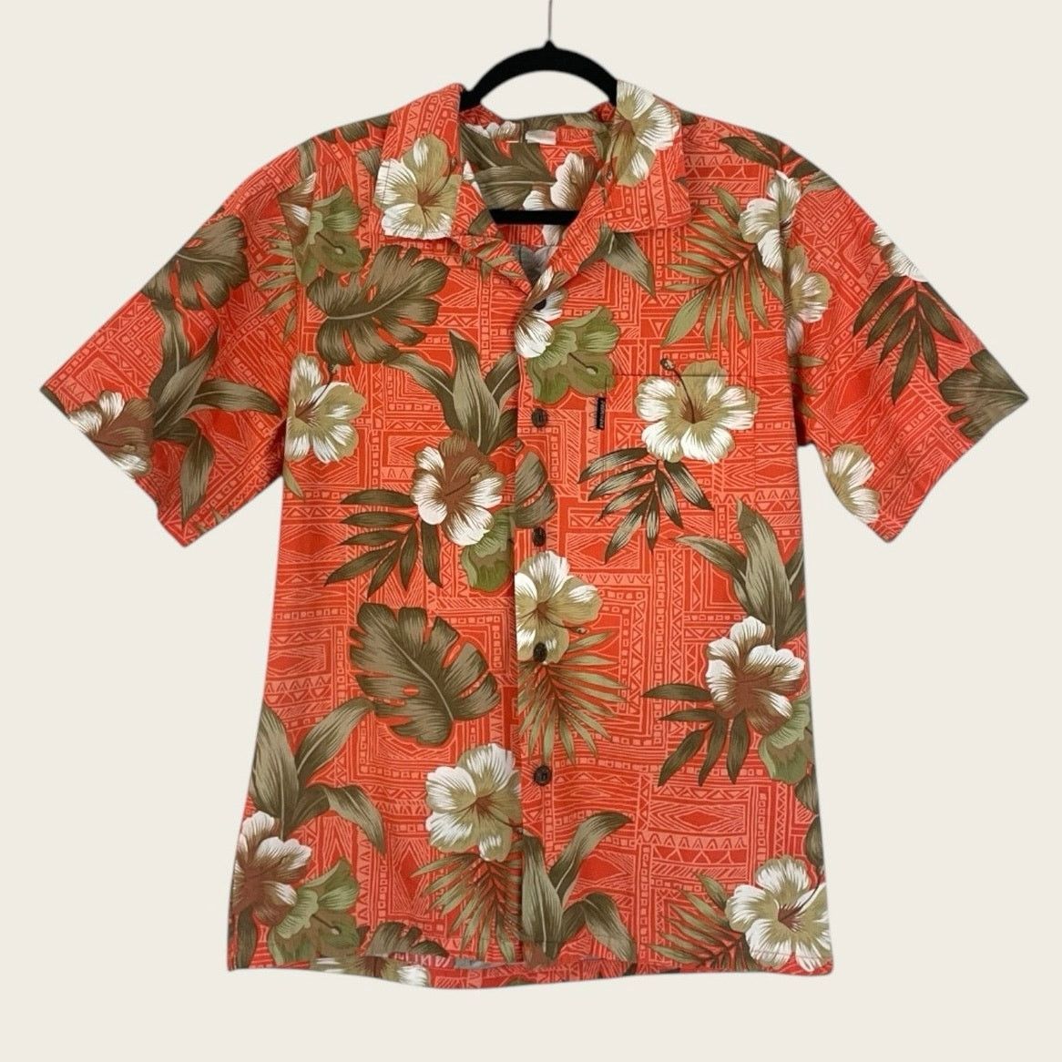 Other Palmwave Mens Orange Hawaiian Floral Button Down Shirt Size US S / EU 44-46 / 1 - 1 Thumbnail