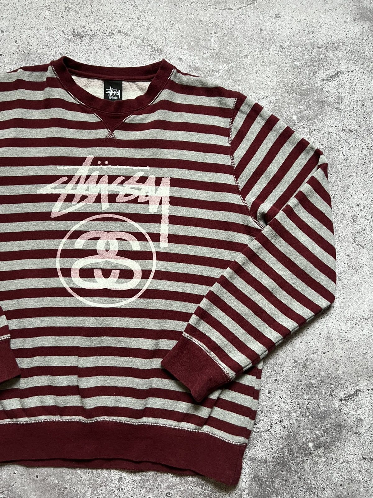 Stussy × Vintage Stussy Striped Sweatshirt Big Logo Men's Size US M / EU 48-50 / 2 - 3 Thumbnail