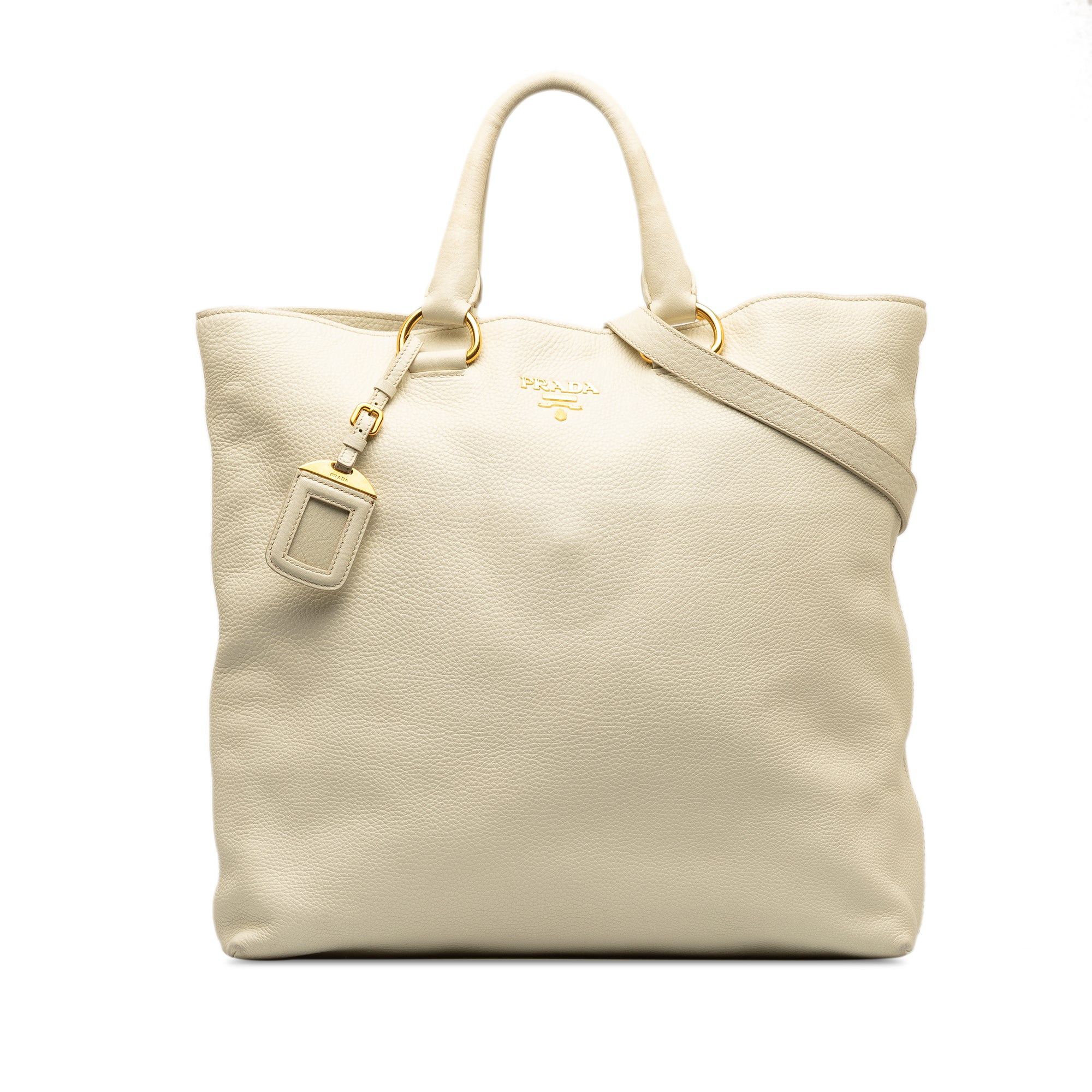 image of Prada Vitello Daino Satchel in White, Women's