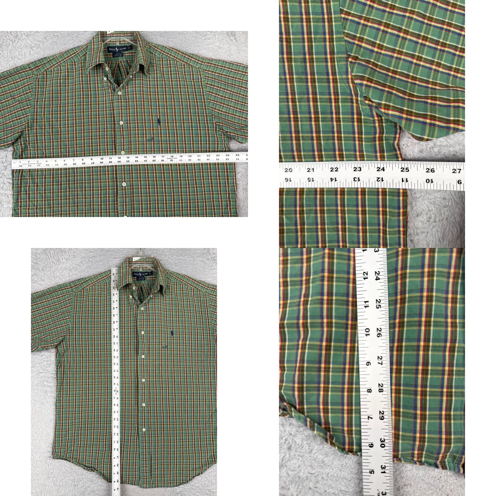 Ralph Lauren VINTAGE Ralph Lauren Shirt Men Large Green Plaid Button Blake Short Sleeve Size US L / EU 52-54 / 3 - 8 Thumbnail