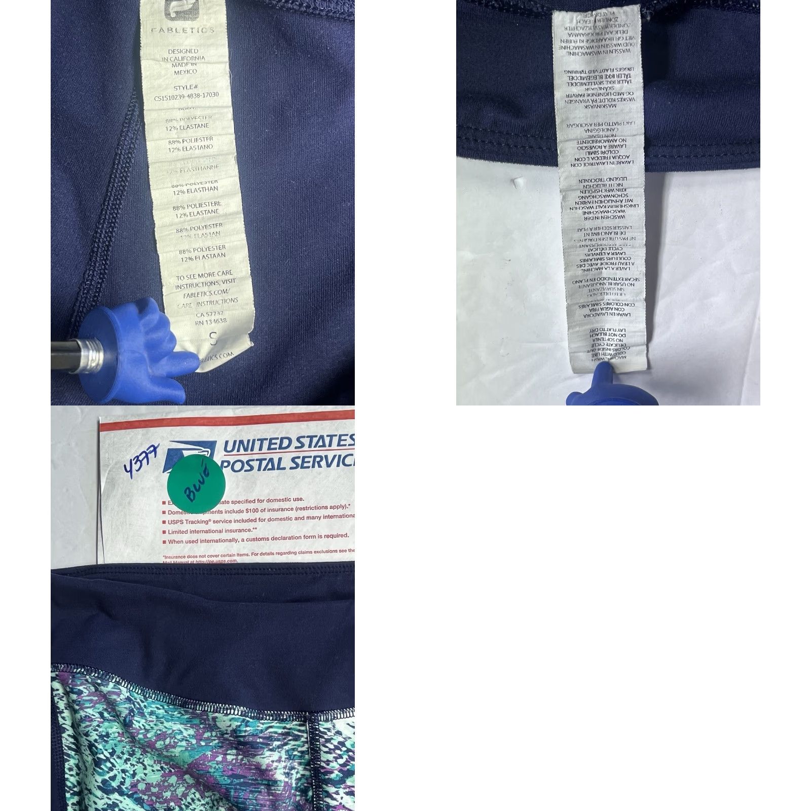 Fabletics Fabletics Leggings Womens Small Navy Blue Teal Purple Multicolor Cropped Capris Capris Pattern Size S Women Size 28" / US 6 / IT 42 - 8 Thumbnail
