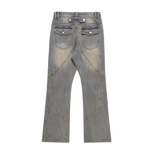 Japanese Brand × Jean Street retro washed patchwork distressed flared jeans Size US 32 / EU 48 - 2 Thumbnail