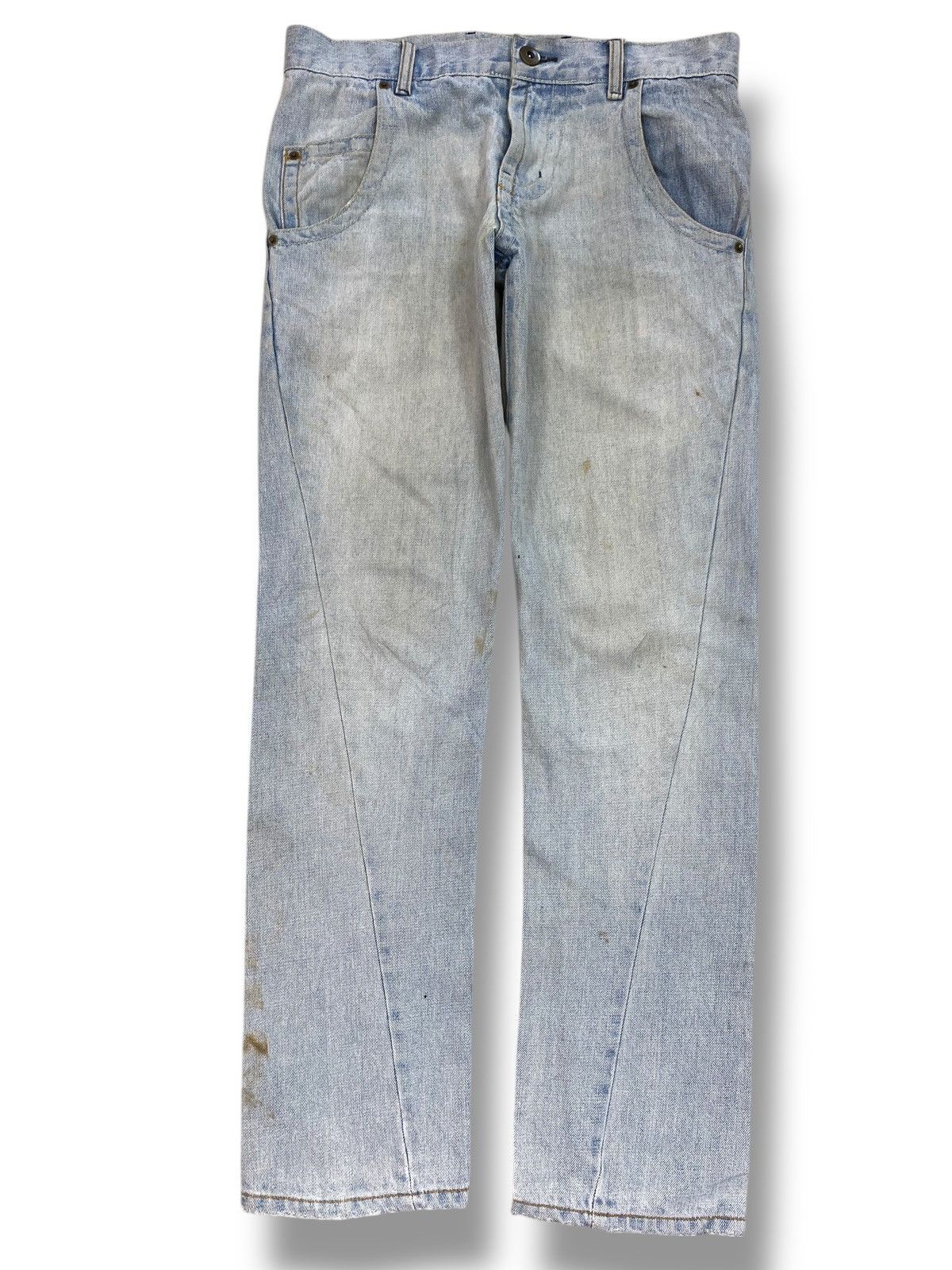 Japanese Brand Japanese Brand Faded Light Wash Style Buckle Back Jeans Size US 31 - 1 Thumbnail