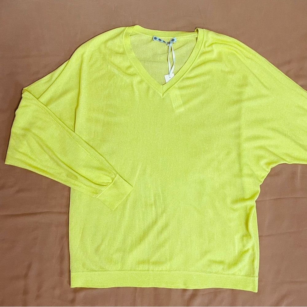 Other NWT New $175 Kokun V-Neck Dolman Bamboo Cashmere Citrus Swe Size L / US 10 / IT 46 - 5 Thumbnail