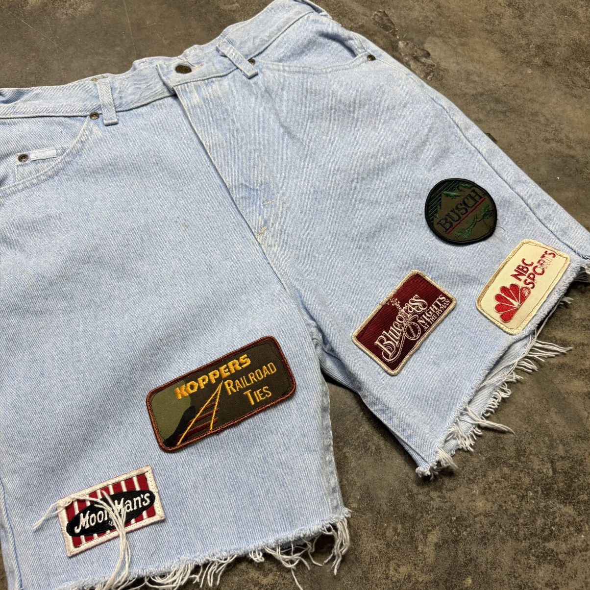 Vintage vintage cut off denim patchork jean shorts Size US 30 / EU 46 - 4 Thumbnail