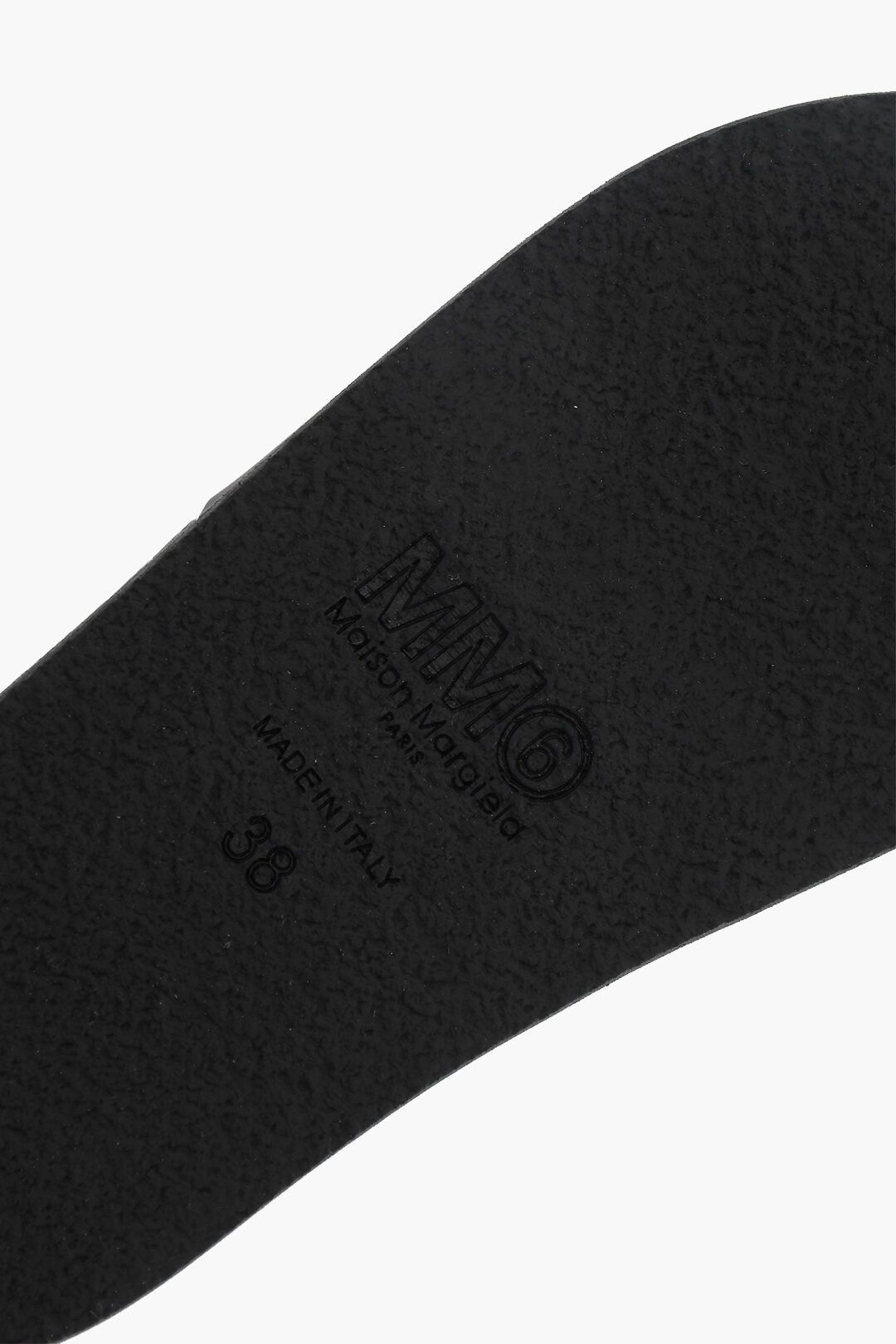 Maison Margiela og1mm1224 Embossed Logo Slides in Black Size US 6 / IT 36 - 4 Thumbnail