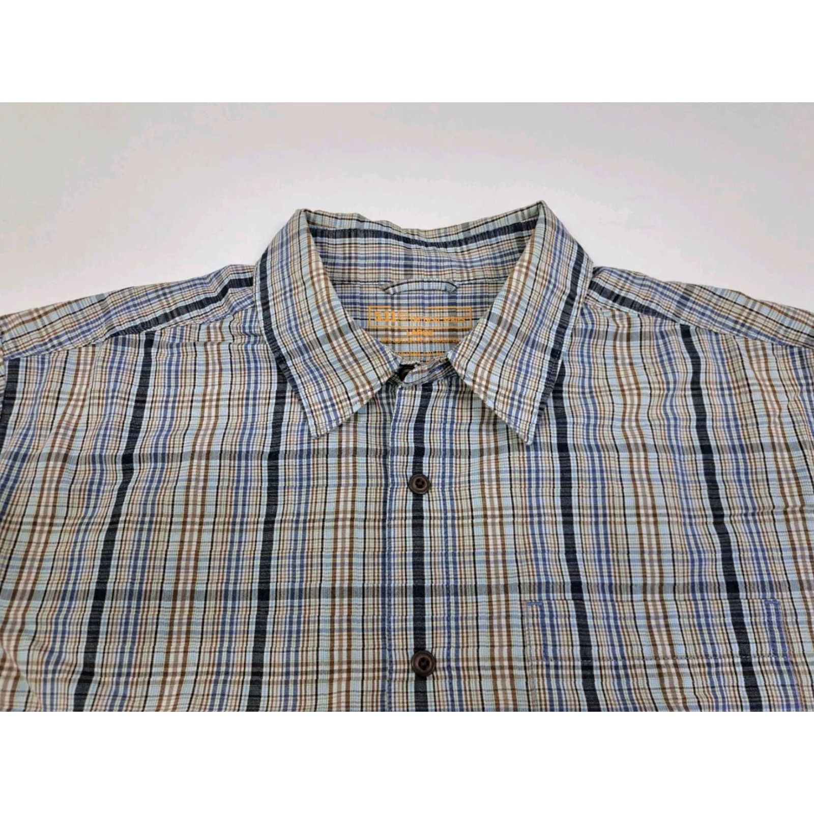 Vintage 5.11 Tactical Shirt Short Sleeve Snap Blue Plaid L Men Regular Large Chest Pocket Logo Snap Buttons Casual Workwear Travel Knit Cotton Polyester Size US L / EU 52-54 / 3 - 3 Thumbnail