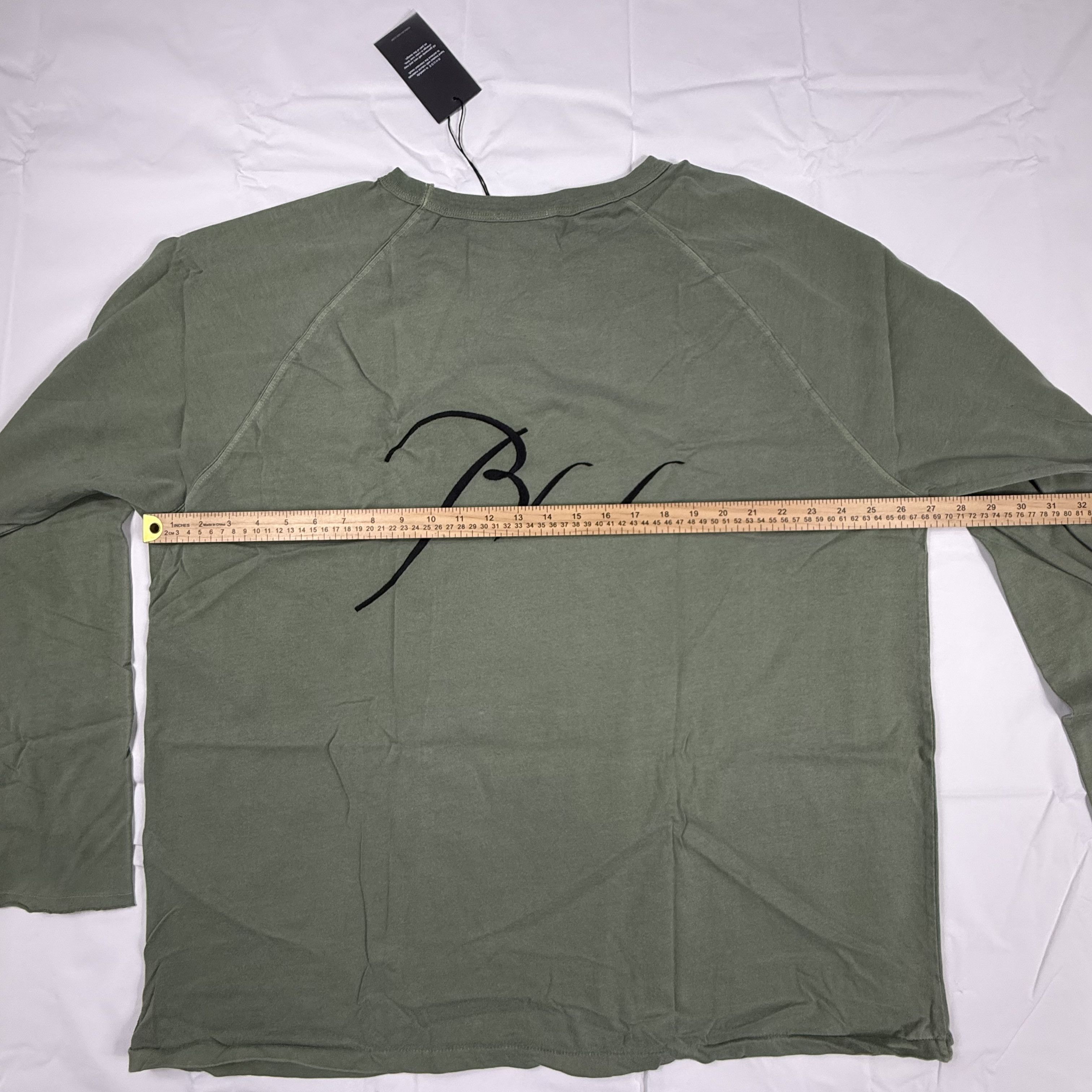 Rhude Rhude Script Logo Long Sleeve T-Shirt Olive Green Mens 2XL Size US XXL / EU 58 / 5 - 8 Thumbnail