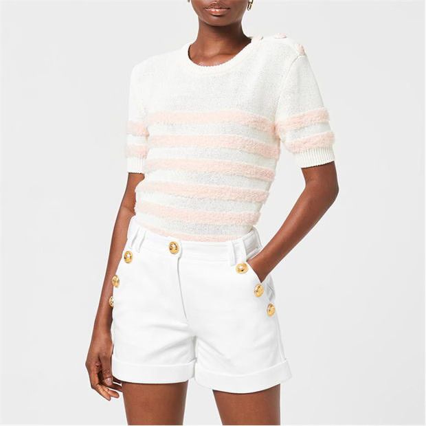 Balmain o1g2r1mq0924 Fluff Jumpers in Cream & Rose Size L / US 10 / IT 46 - 3 Thumbnail
