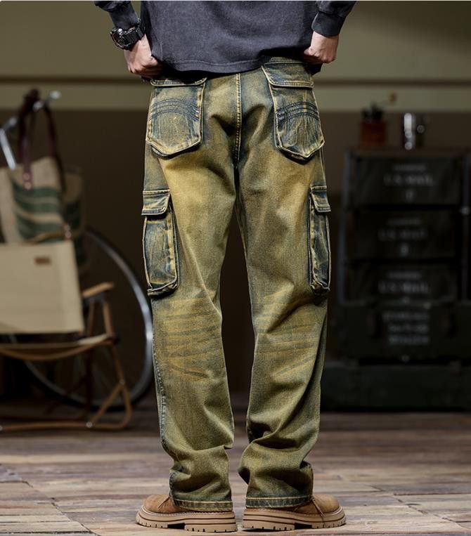 Jean Autumn Winter Jeans Multi Pocket Retro Trendy Size US 30 / EU 46 - 2 Thumbnail