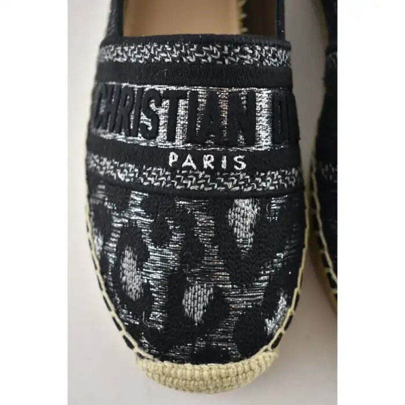 Dior Granville Mizza Lurex Embroidered Logo Espadrille Flat 37 Size US 7 / IT 37 - 7 Thumbnail