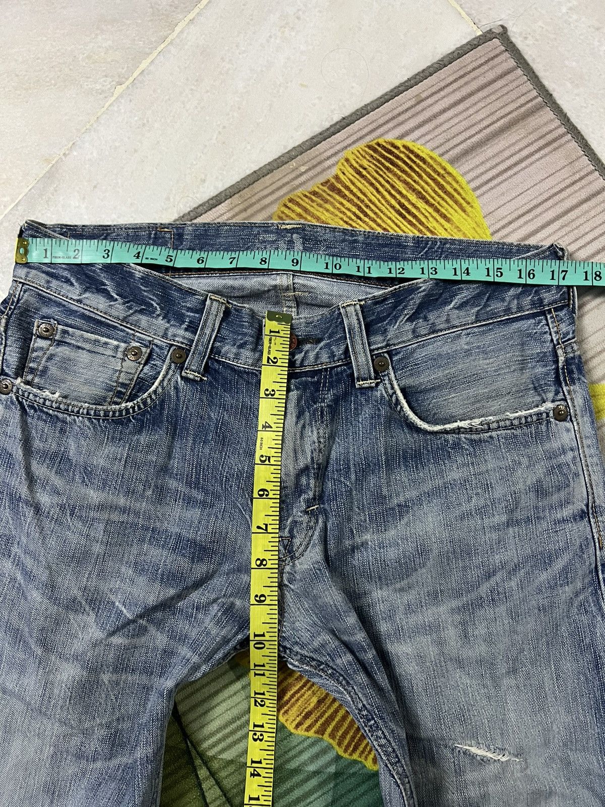 Edwin × If Six Was Nine × Japanese Brand VINTAGE EDWIN 503 BLUE TRIP DISTRESSED JAPAN JEANS Size US 34 / EU 50 - 13 Thumbnail