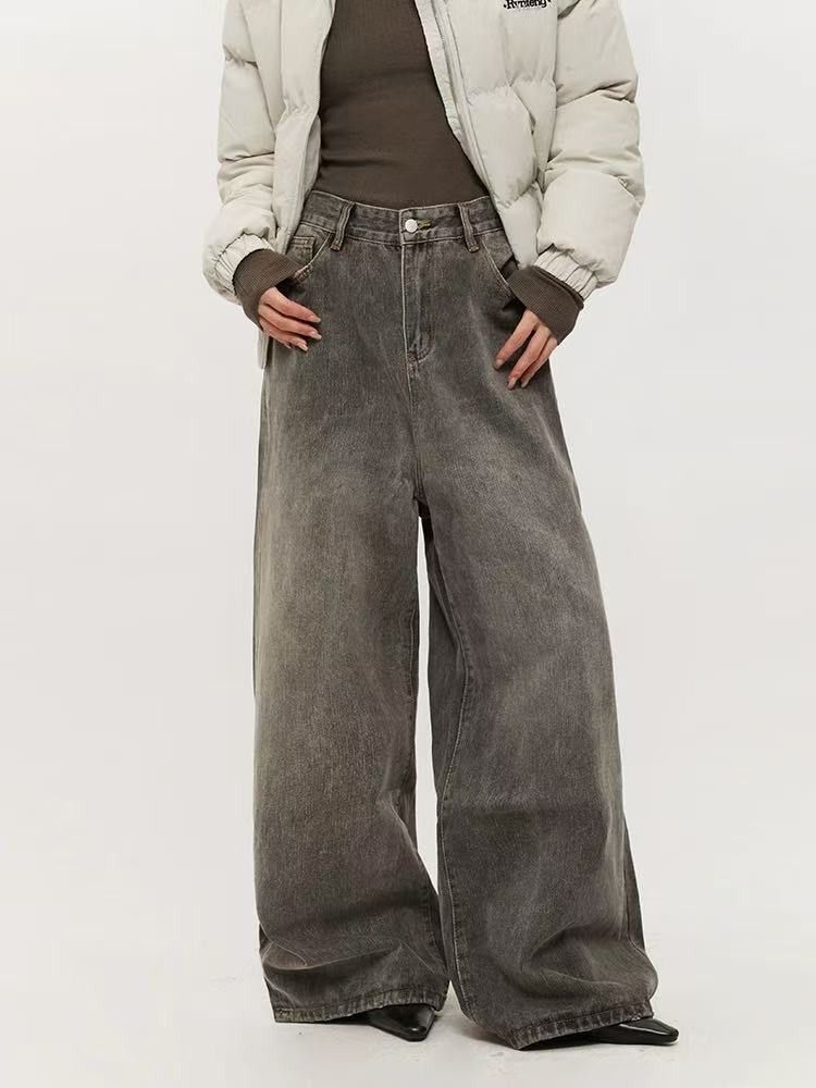 Vintage American retro washed distressed wide-leg jeans for men Size US 32 / EU 48 - 1 Thumbnail