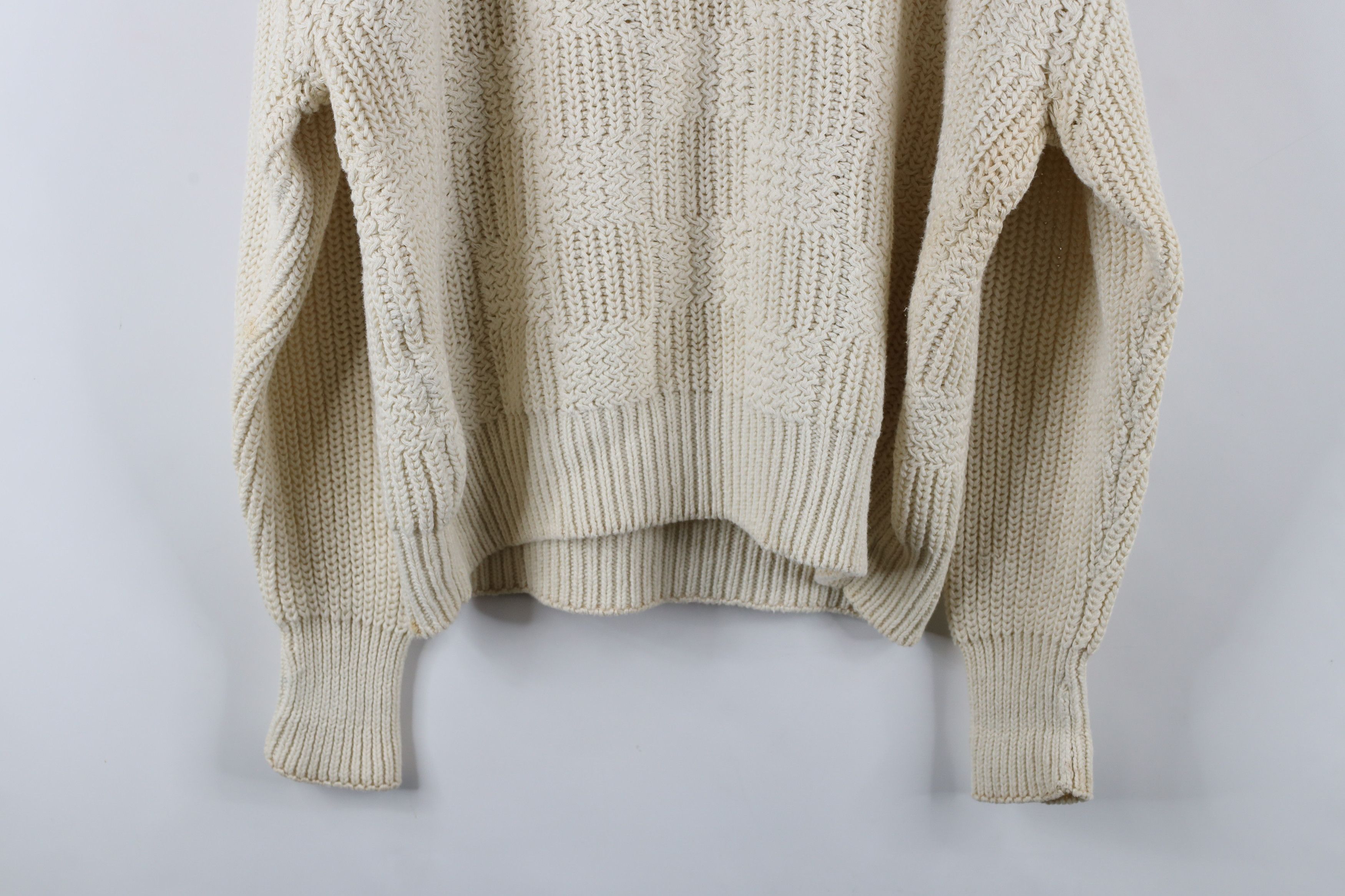 Vintage Vintage 90s Streetwear Chunky Knit Checkered Sweater Cream Size US L / EU 52-54 / 3 - 12 Thumbnail