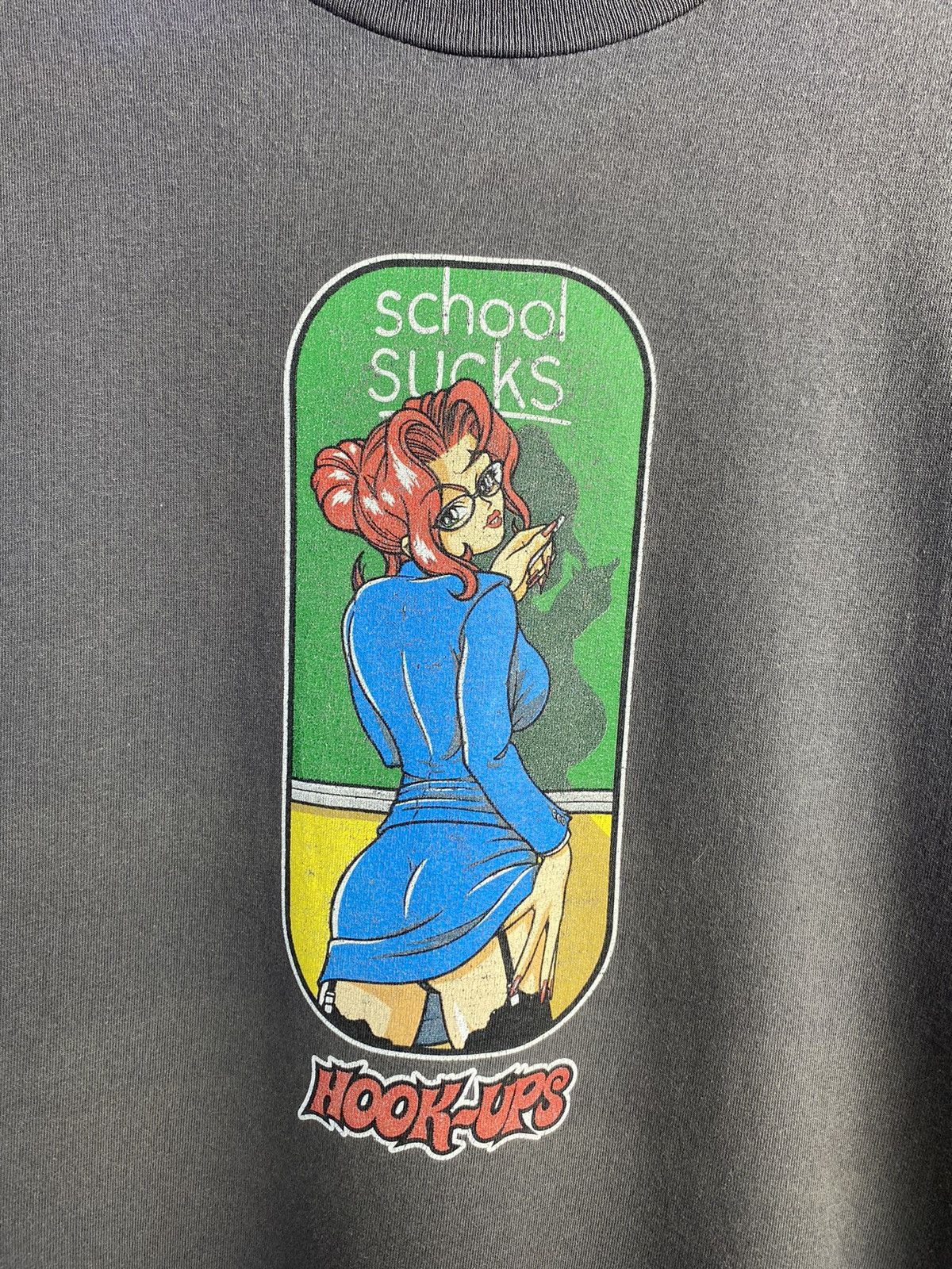 Hook-Ups Vintage Hook-Ups School Sucks Skate 90s Skateboarding Size US L / EU 52-54 / 3 - 3 Thumbnail