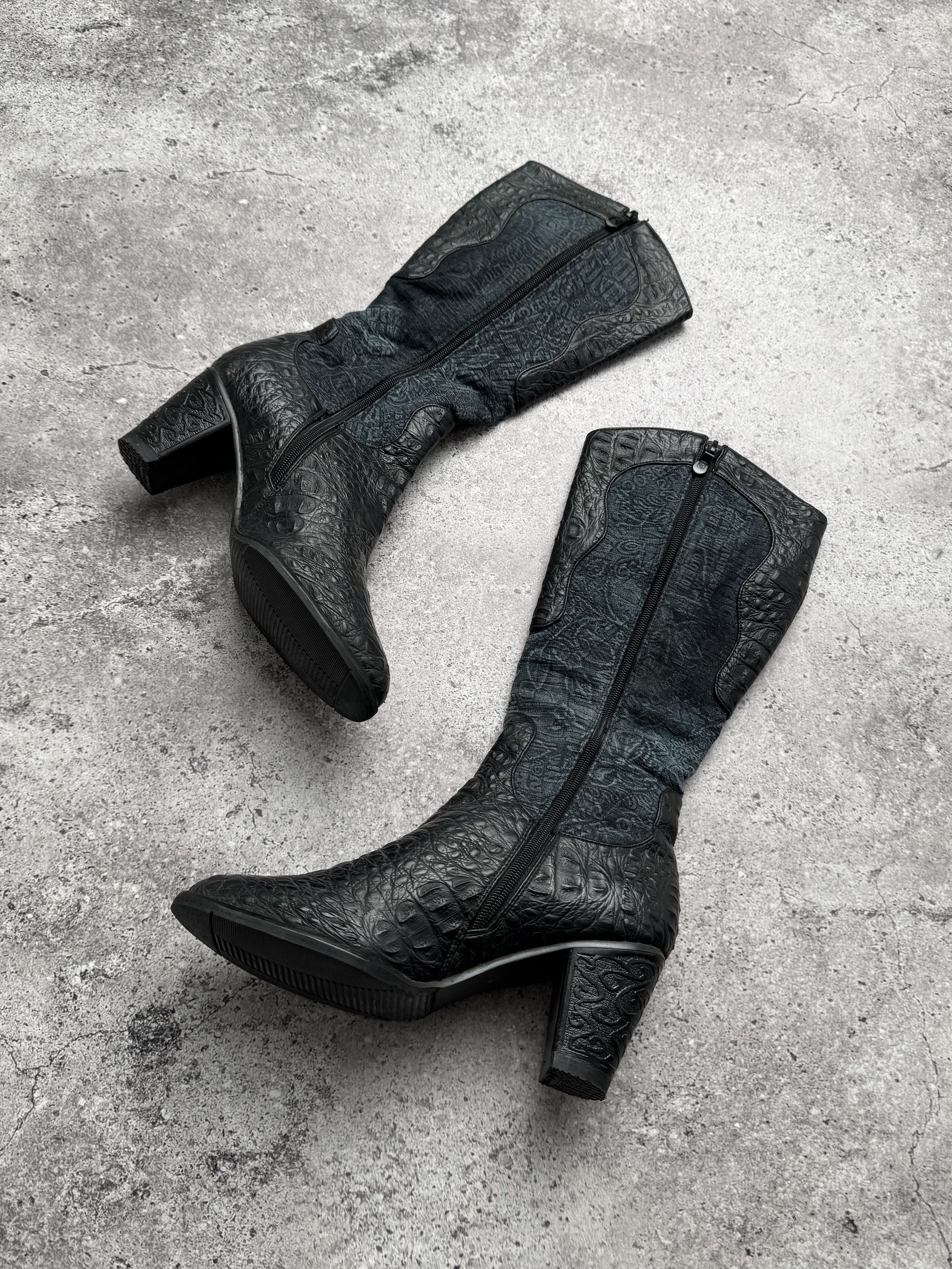 Vintage Vintage Printed Leather Boots With Belt C2(V496) Size US 7 / IT 37 - 4 Thumbnail