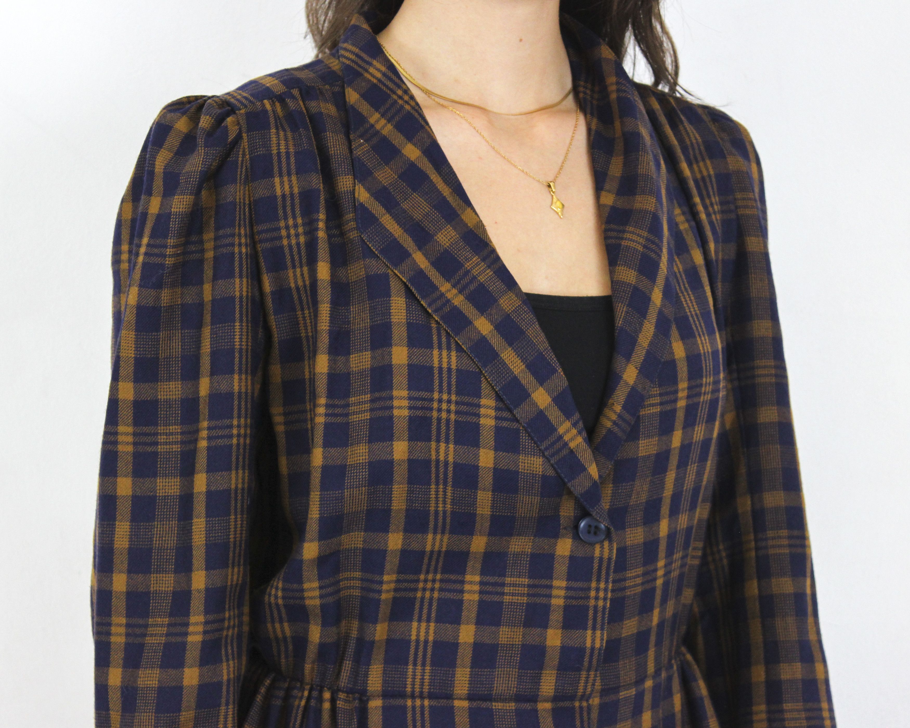 Other × Vintage Womens M Tartan Pattern Button Up 3/4 Sleeve Dress Summer Size M / US 6-8 / IT 42-44 - 4 Thumbnail
