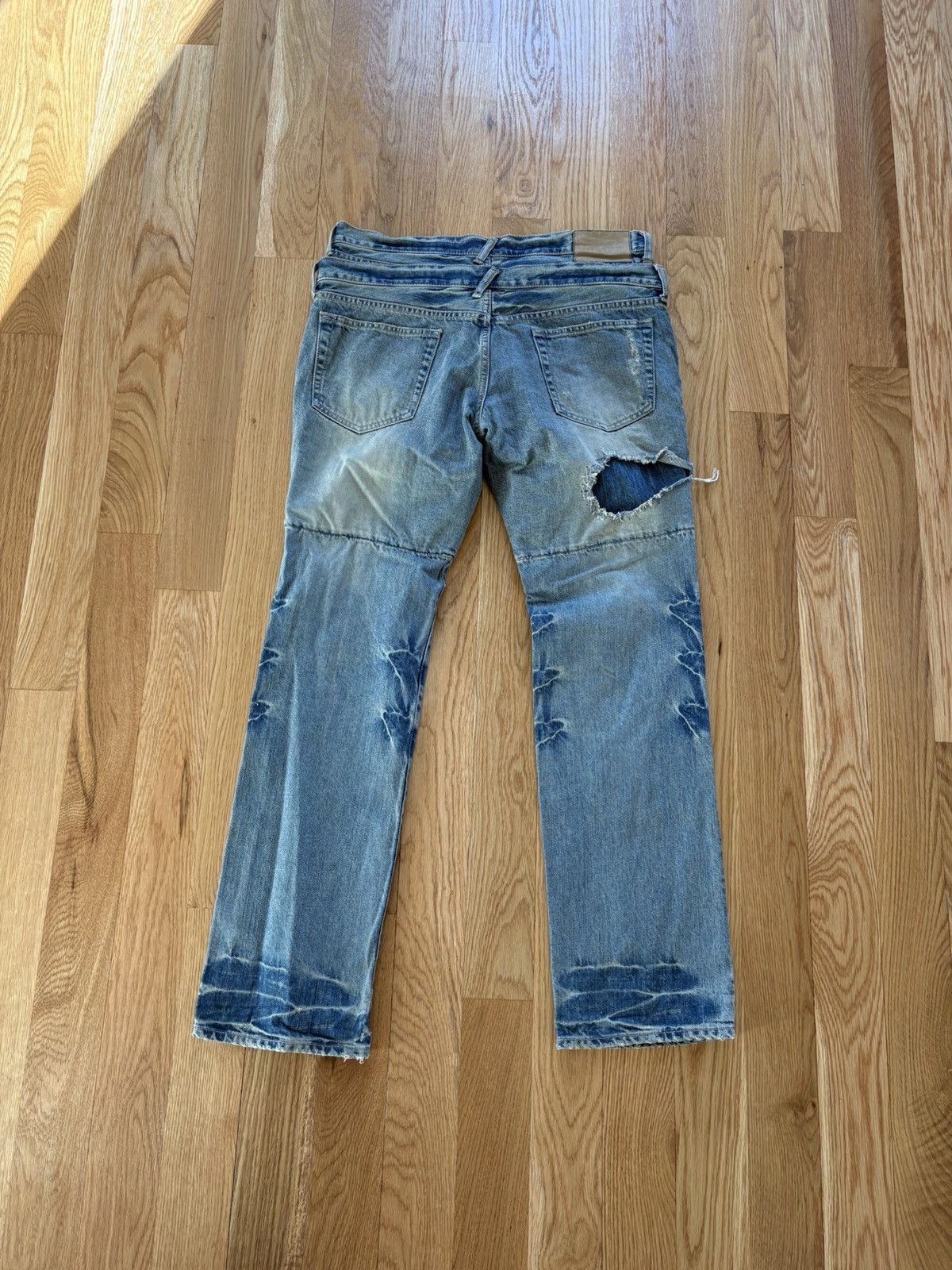 PPFM PPFM Double Waist Distressed Jeans Faded Denim XL 36x32 Size US 36 / EU 52 - 3 Thumbnail