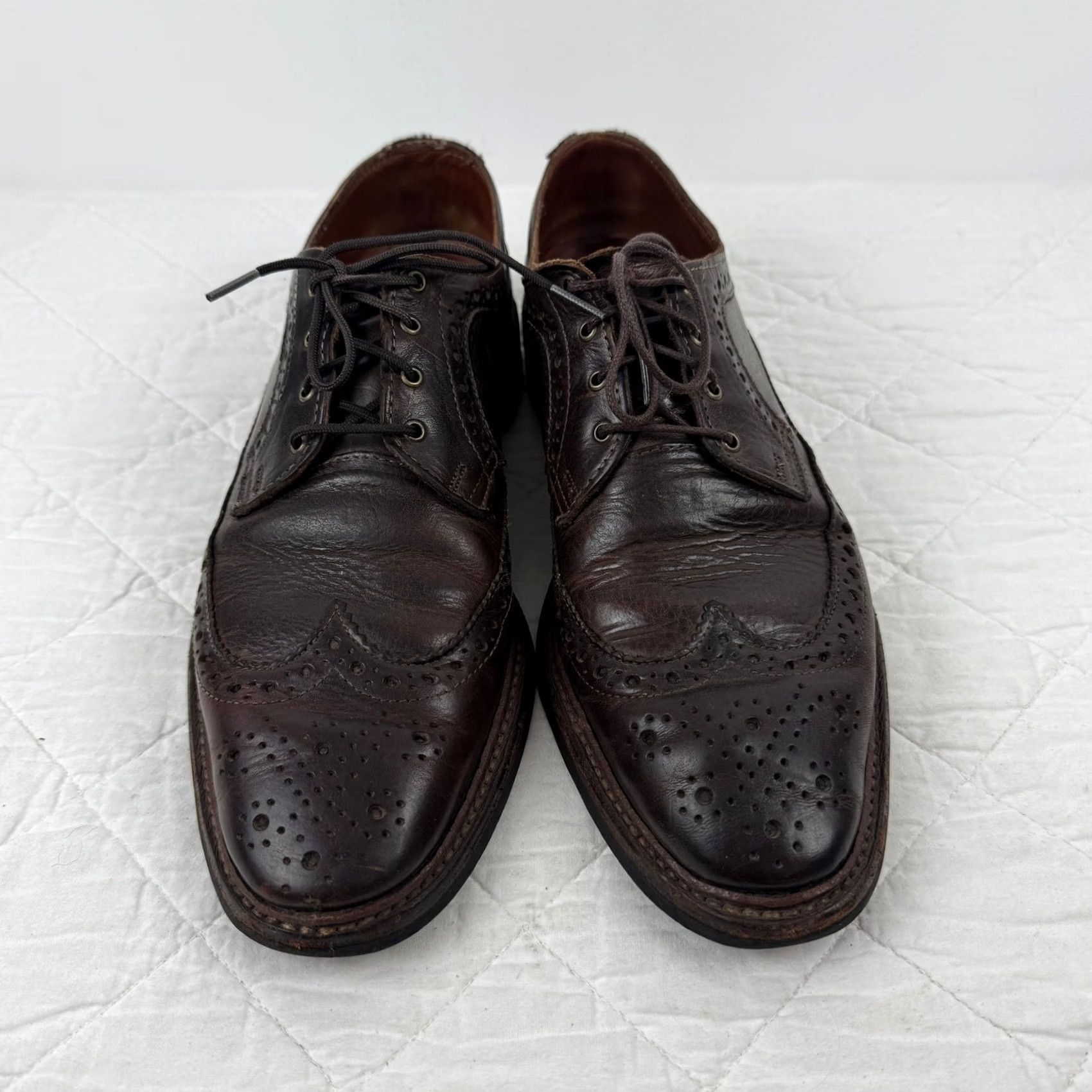 Allen Edmonds Allen Edmonds Aberdeen Brown Mens 11 D Wingtip Derby Leather Dainite Sole 8022 Size US 11 / EU 44 - 5 Thumbnail