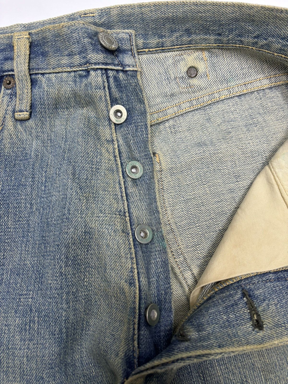Kapital 🔥VINTAGE 70s BUCKLE BACK SELVEDGE JAPANESE DISTRESS DENIM Size US 30 / EU 46 - 11 Thumbnail