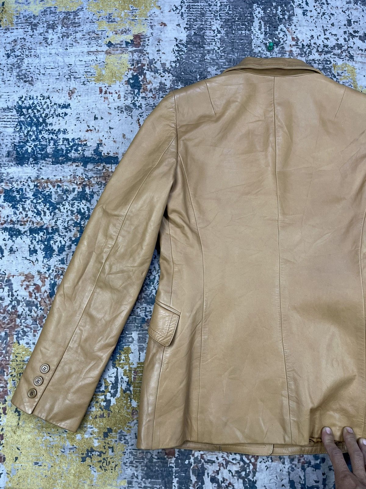 Genuine Leather 23 K Single Breasted Cowhide Leather Blazer Size XS / US 0-2 / IT 36-38 - 5 Thumbnail