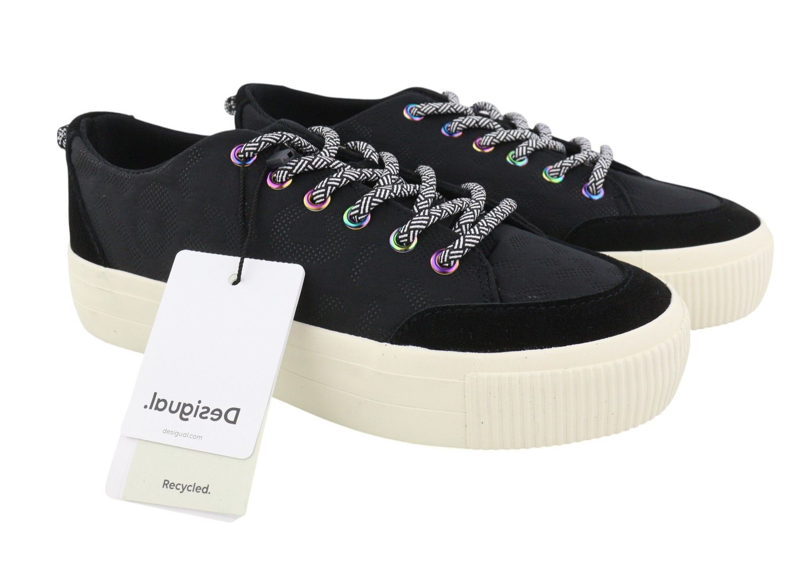 Desigual STREET PADDED EU40 Black Leather Platform Sneakers 88804 Size US 9 / IT 39 - 2 Thumbnail