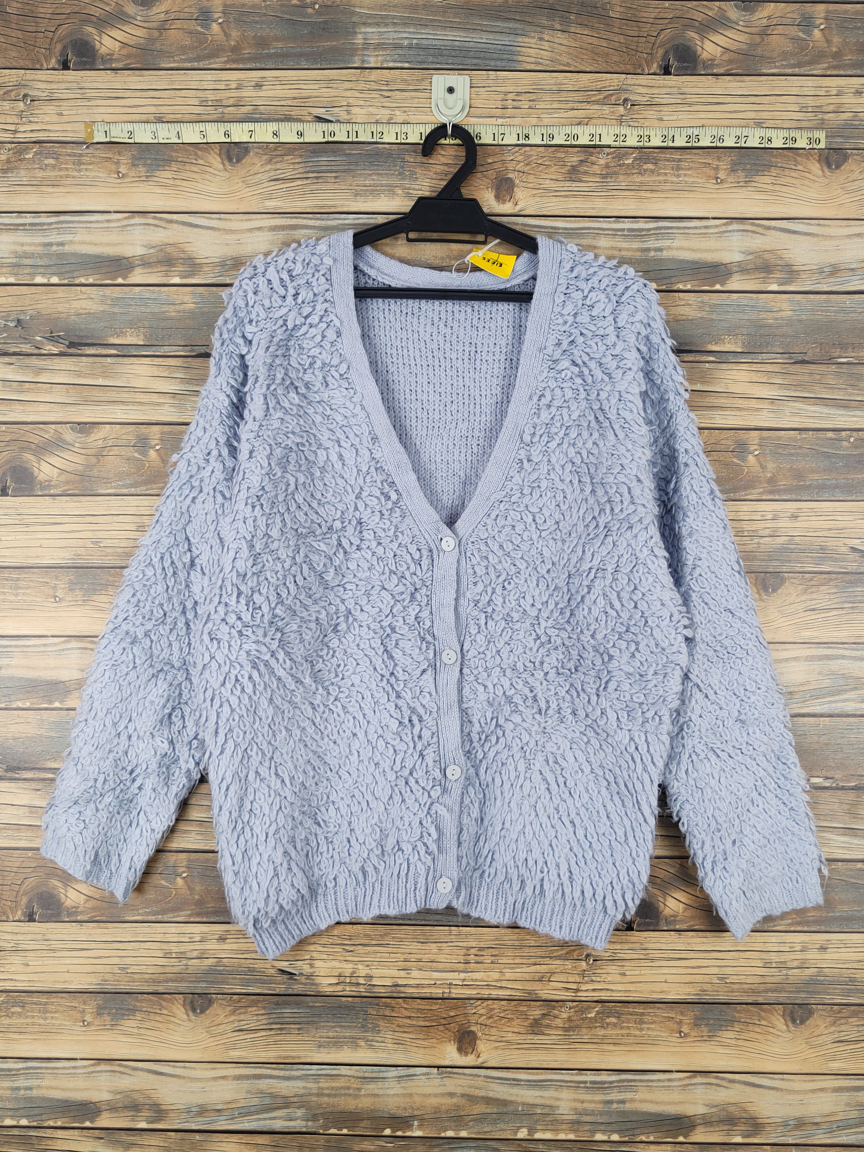 Japanese Brand Vis Blue Shag Shaggy Fur Mohair Knitwear Cardigan #W2034 Size US L / EU 52-54 / 3 - 1 Thumbnail