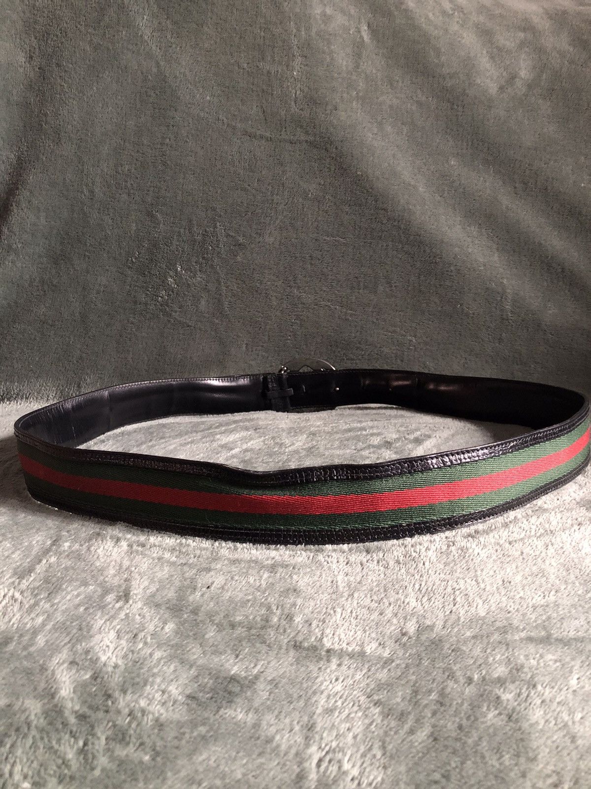 Gucci GUCCI Mens Leather Canvas Strips G Buckle Belt Size 105/42 Size 42 - 11 Thumbnail